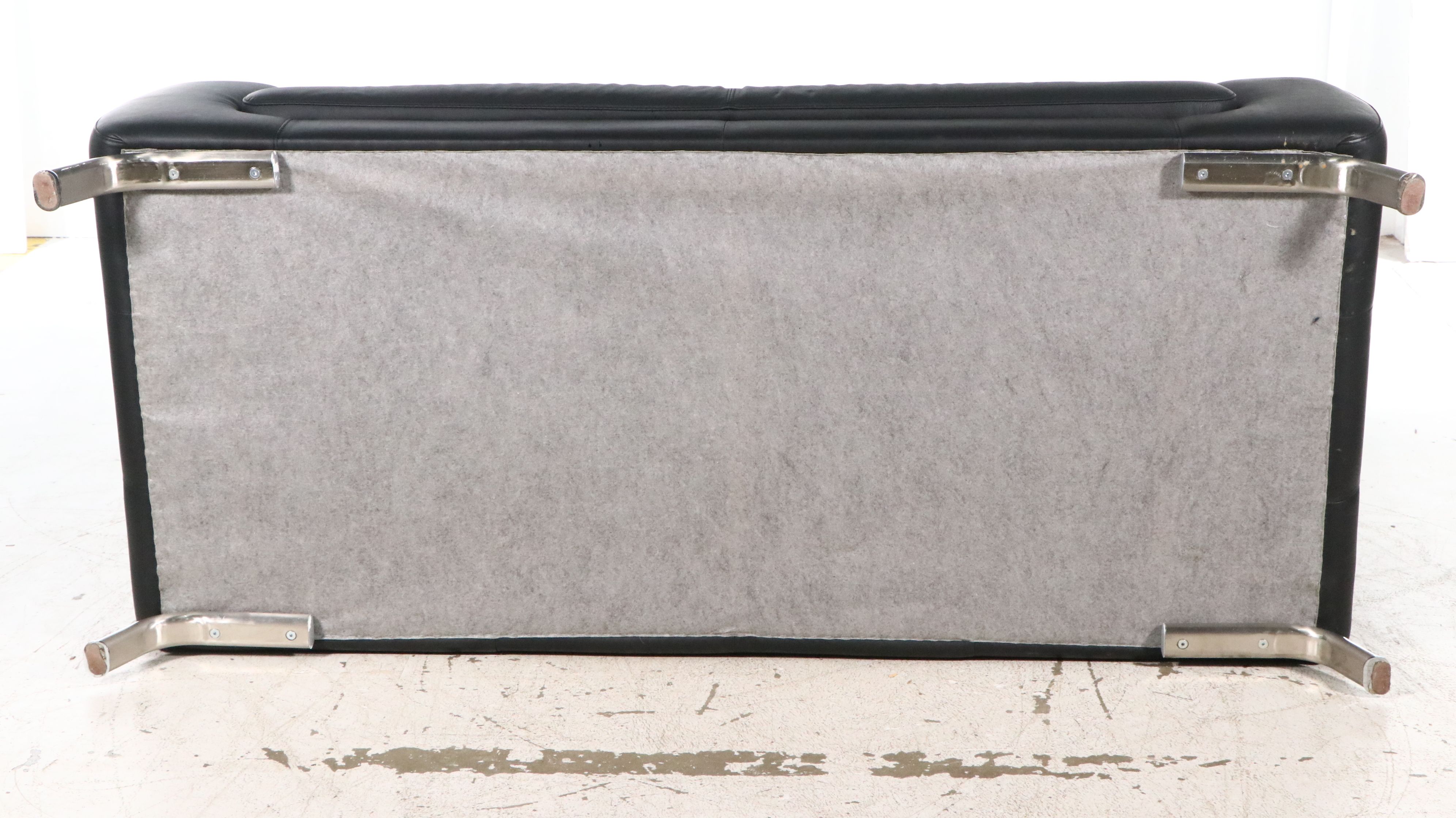 Nicoletti Home Italian Black Leather Sofa, 21st Century