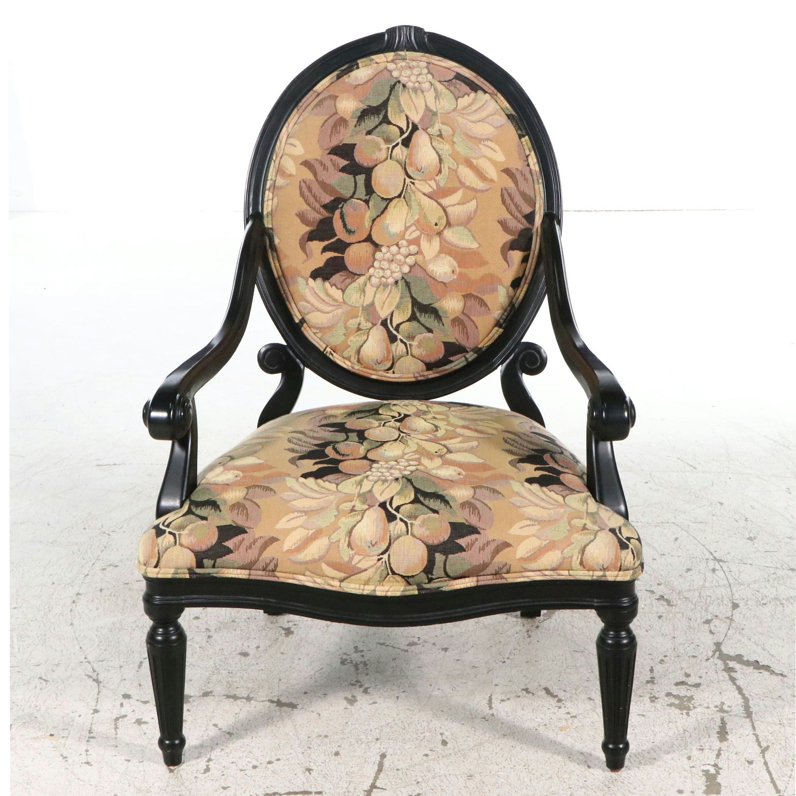 Calico Corners Louis XVI Style Ebony-Finished Fauteuil, 1999