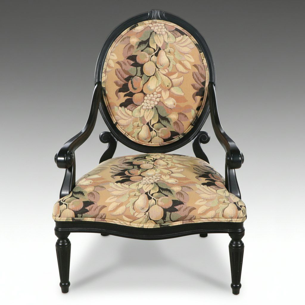 Calico Corners Louis XVI Style Ebony-Finished Fauteuil, 1999