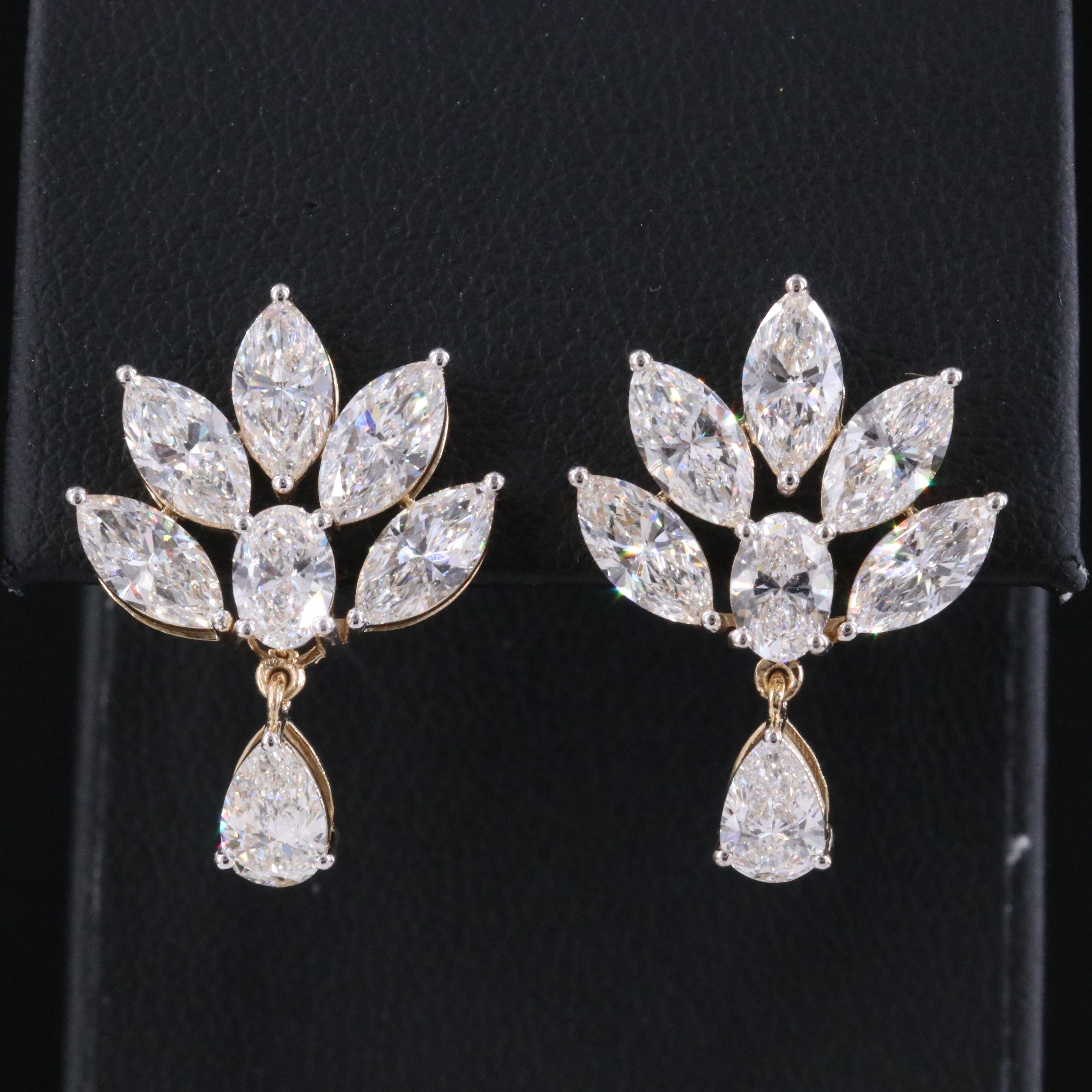 14K 5.72 CTW Lab Grown Fan Earrings