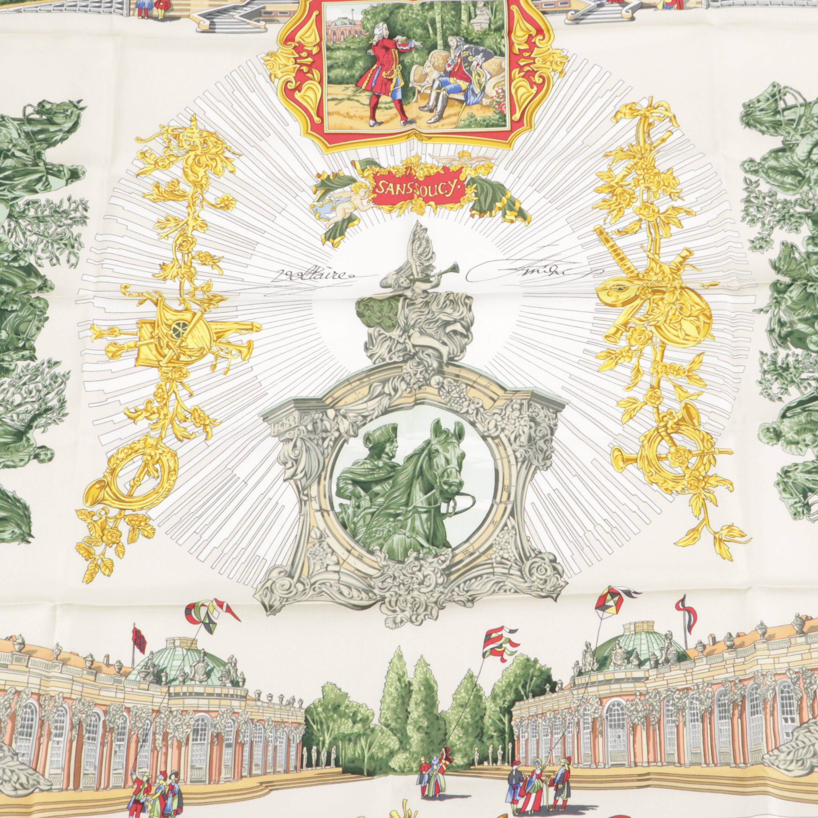 Hermès "Sanssoucy" Silk Twill Scarf 90