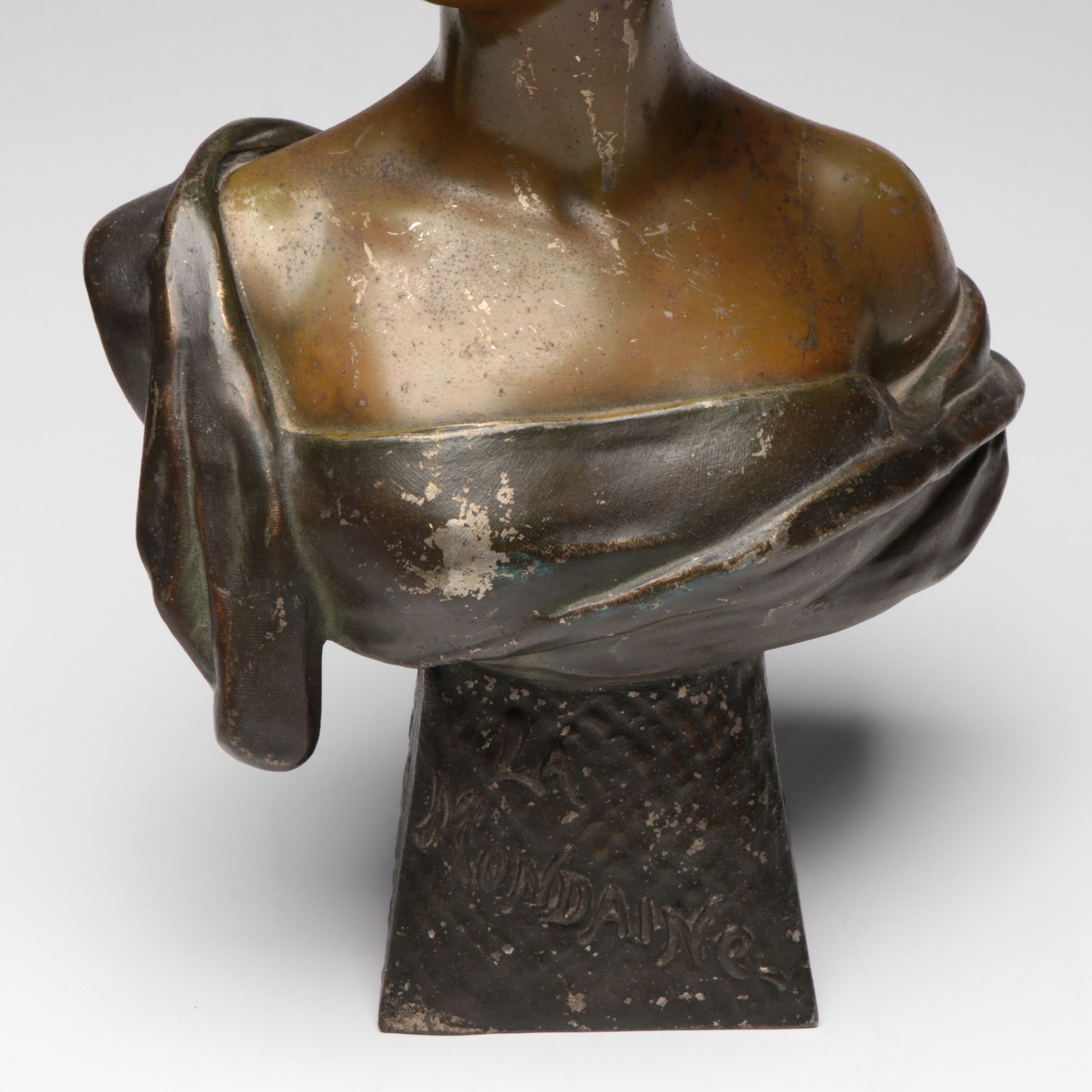 Art Nouveau Cast Spelter Bust "La Mondaine," Early 20th Century