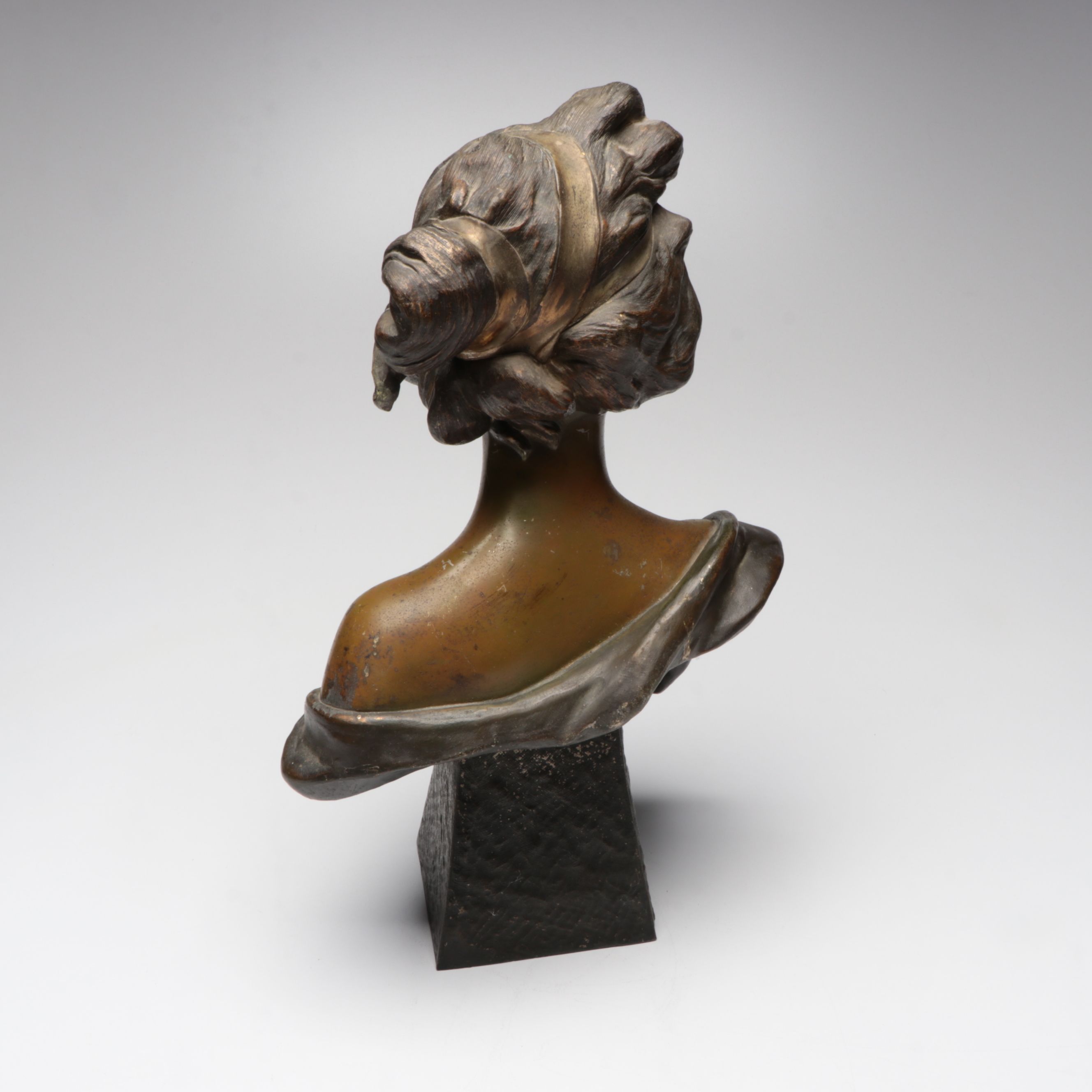 Art Nouveau Cast Spelter Bust "La Mondaine," Early 20th Century