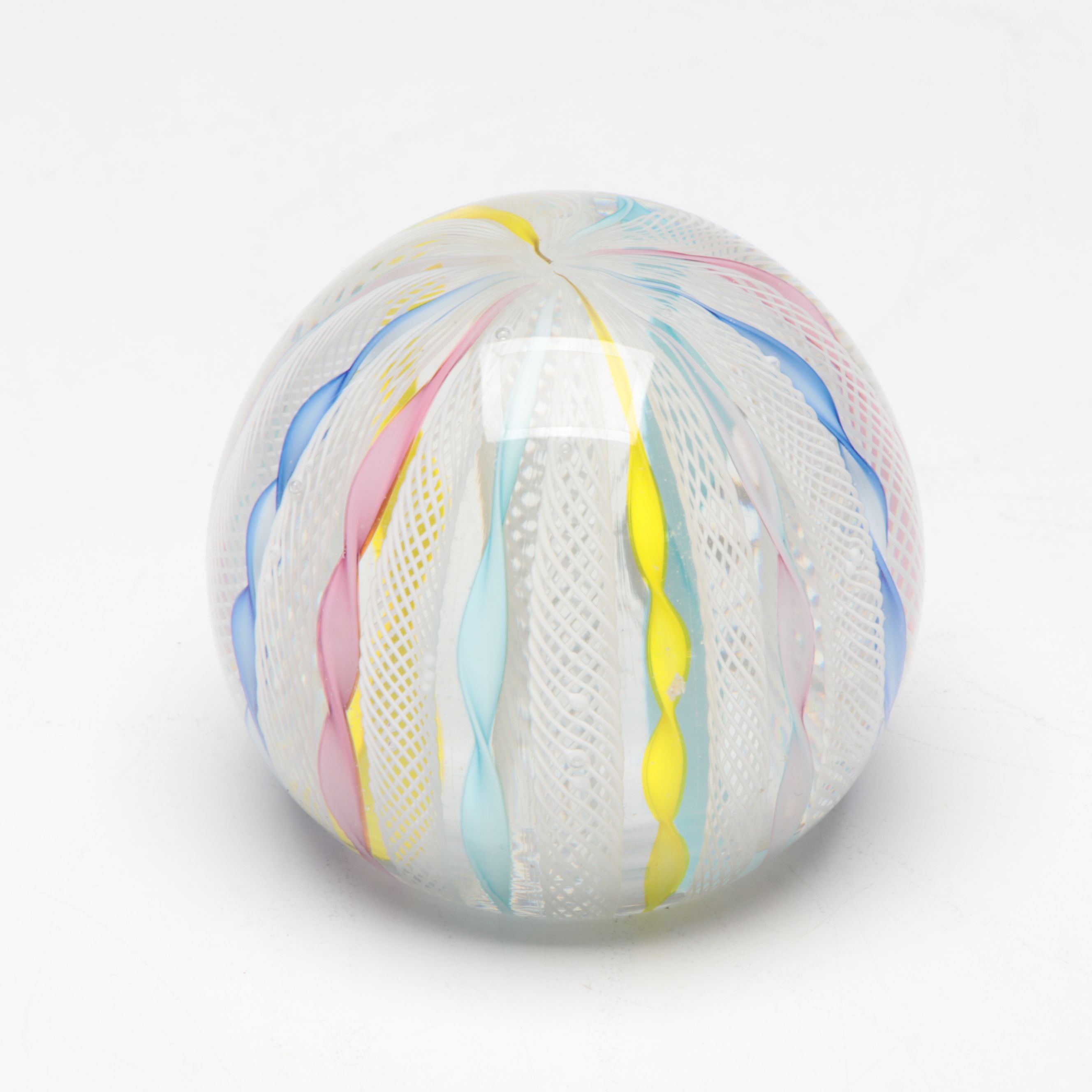 Skruf Swedish Art Glass Oil Lamp with Murano Art Glass Paperweight