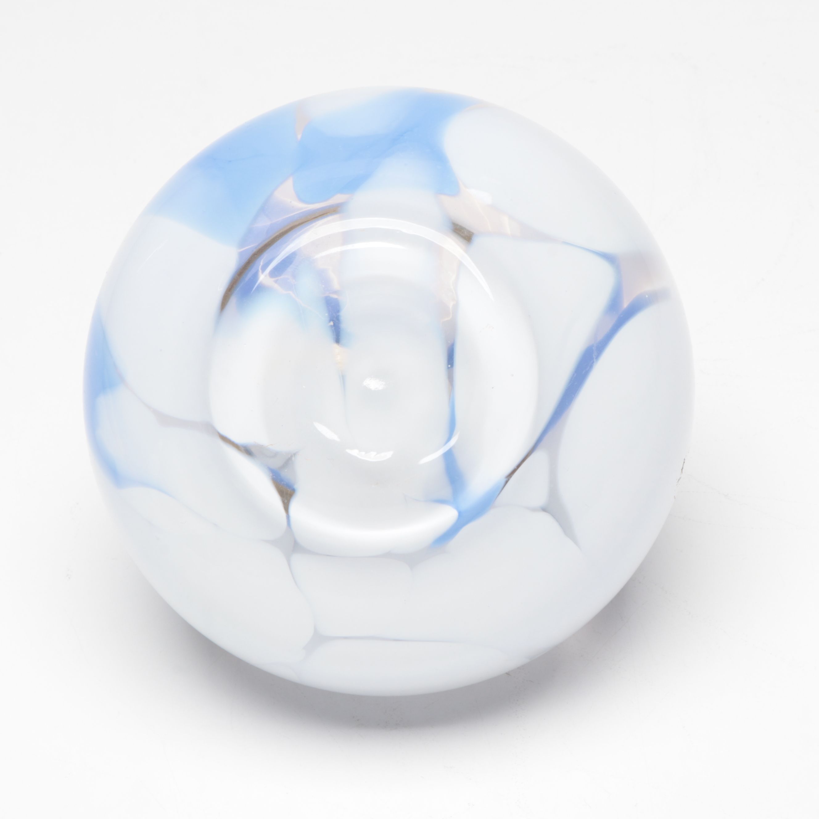 Skruf Swedish Art Glass Oil Lamp with Murano Art Glass Paperweight