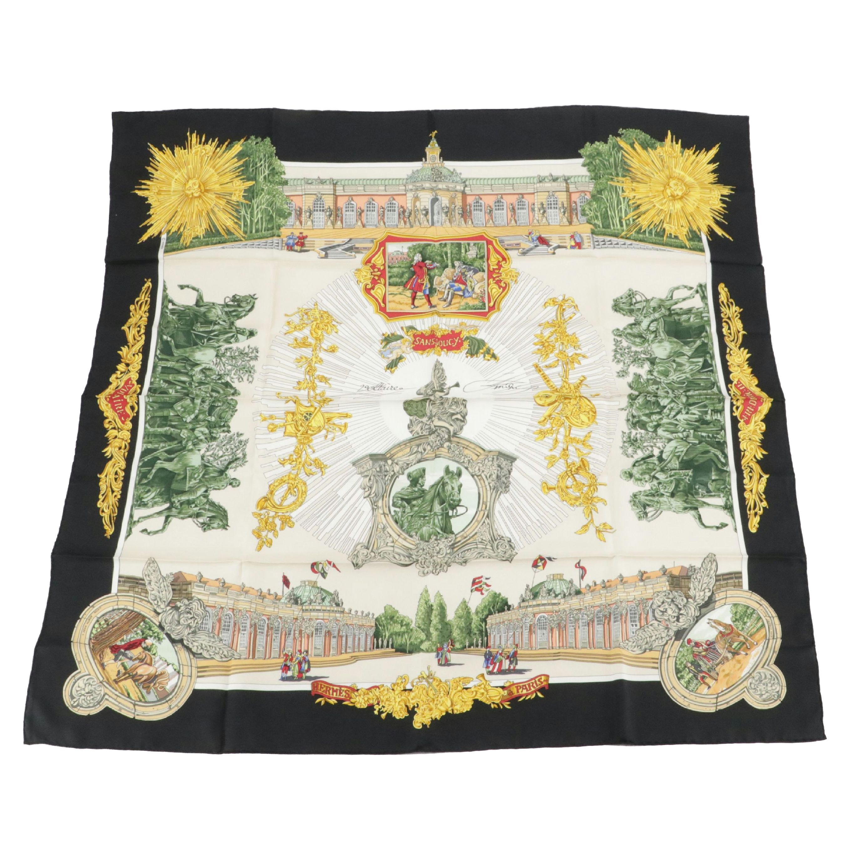 Hermès "Sanssoucy" Silk Twill Scarf 90