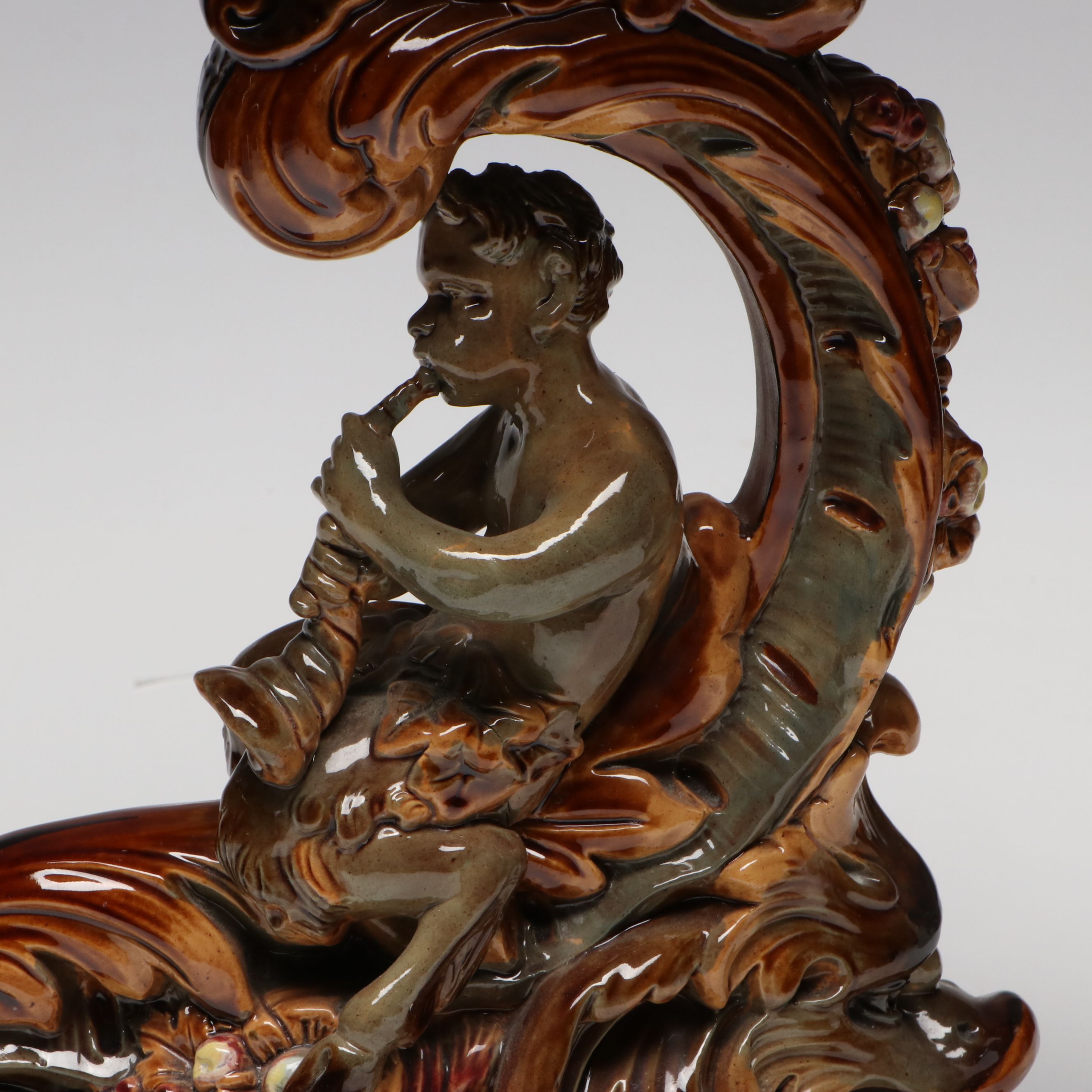 Austrian Majolica Satyr Centerpiece Compote, 20th Century