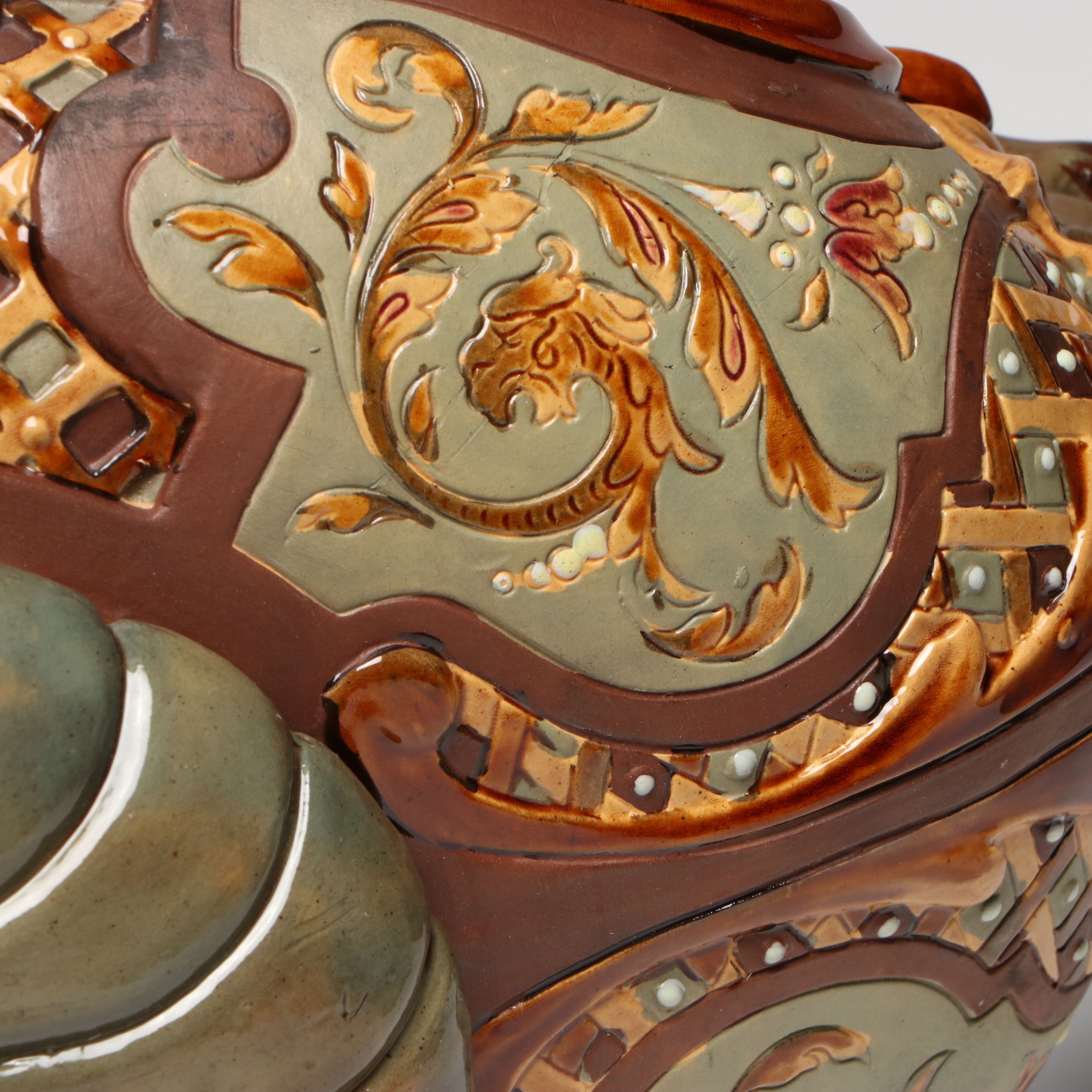 Austrian Majolica Satyr Centerpiece Compote, 20th Century