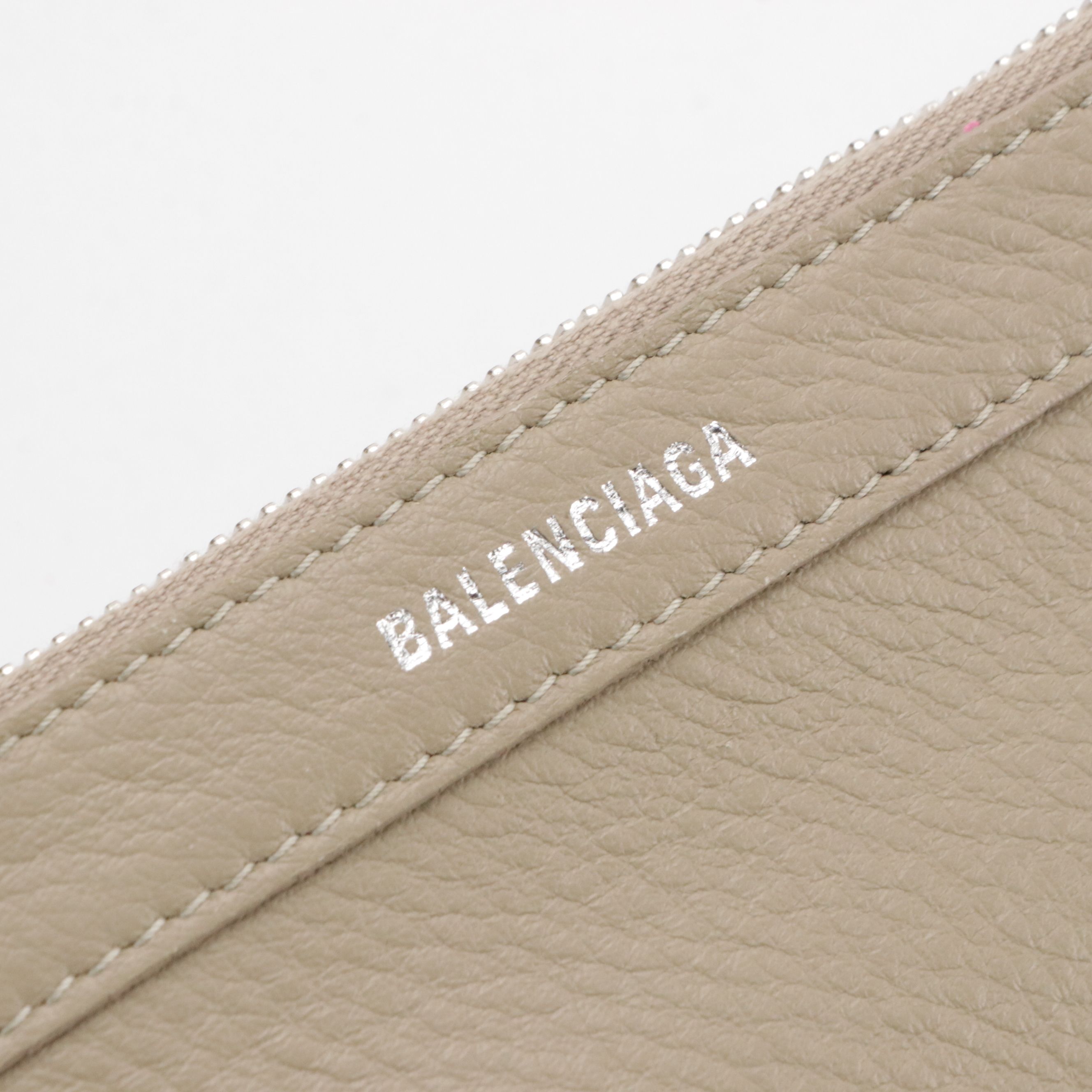 Balenciaga Navy Cabas Tote Bag in Beige Leather and Nylon Canvas Trim