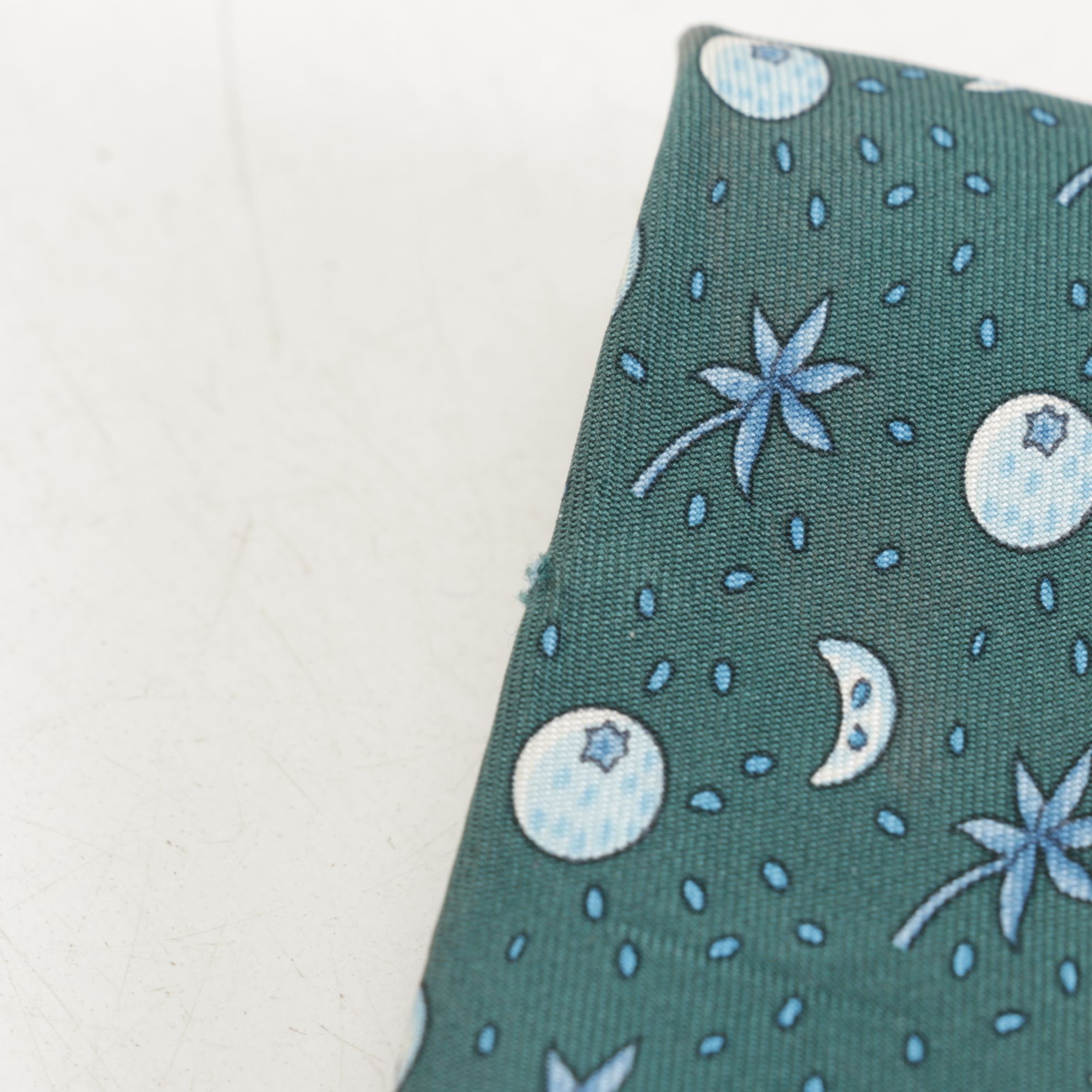 Hermès Silk Necktie in Forest Green with Palm Leaf and Fruit Pattern