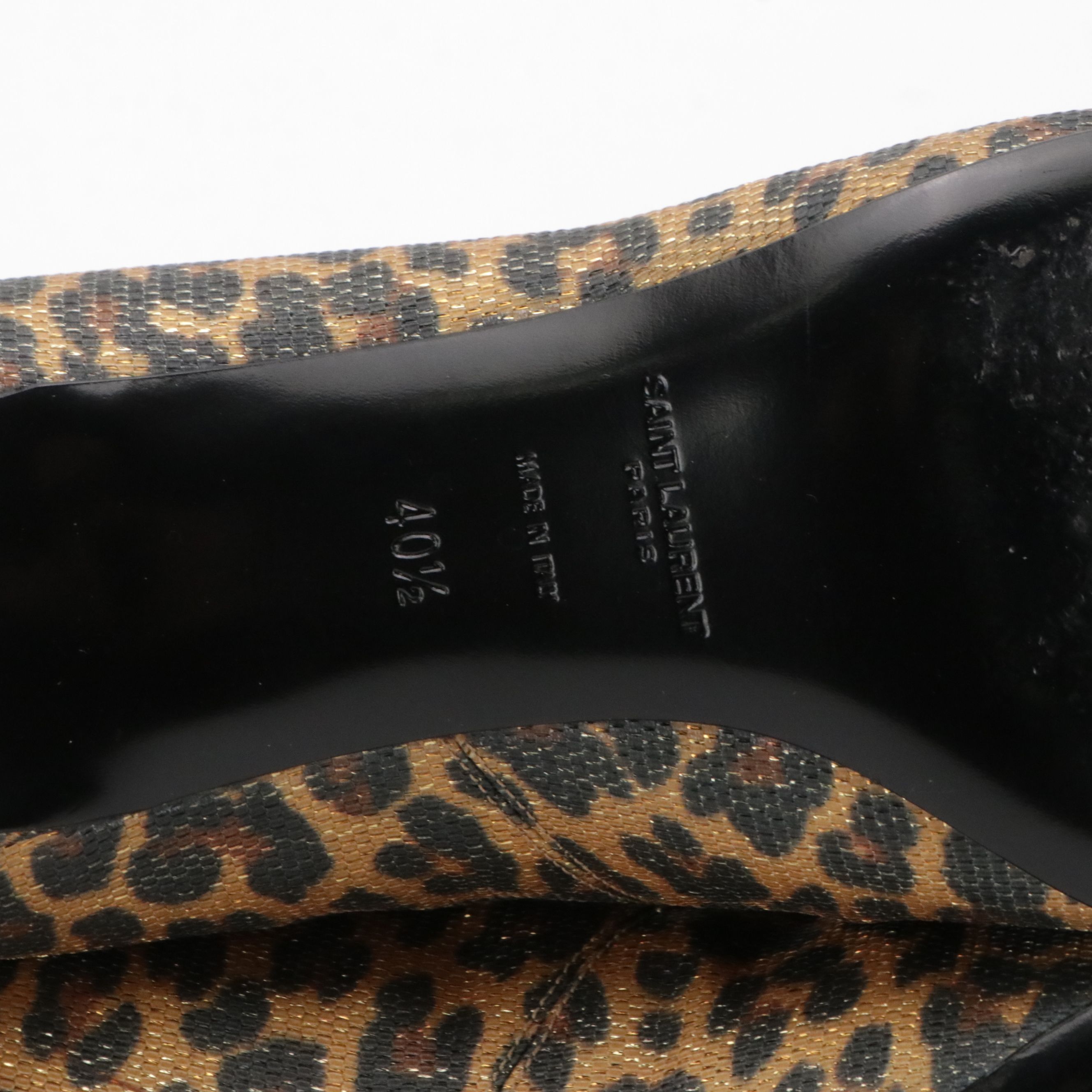 Saint Laurent Glittery Leopard Print Lace-Up Ankle Booties