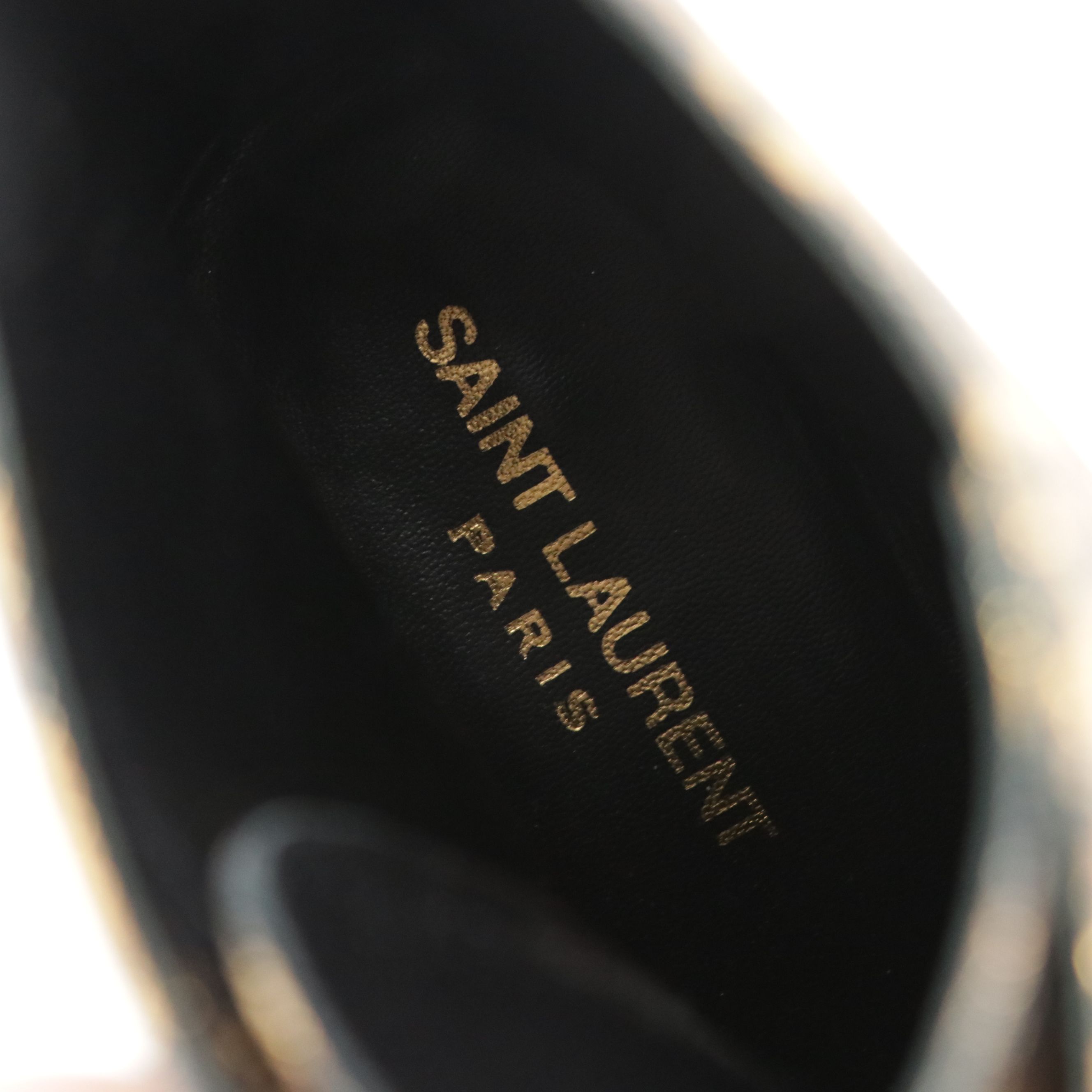 Saint Laurent Glittery Leopard Print Lace-Up Ankle Booties