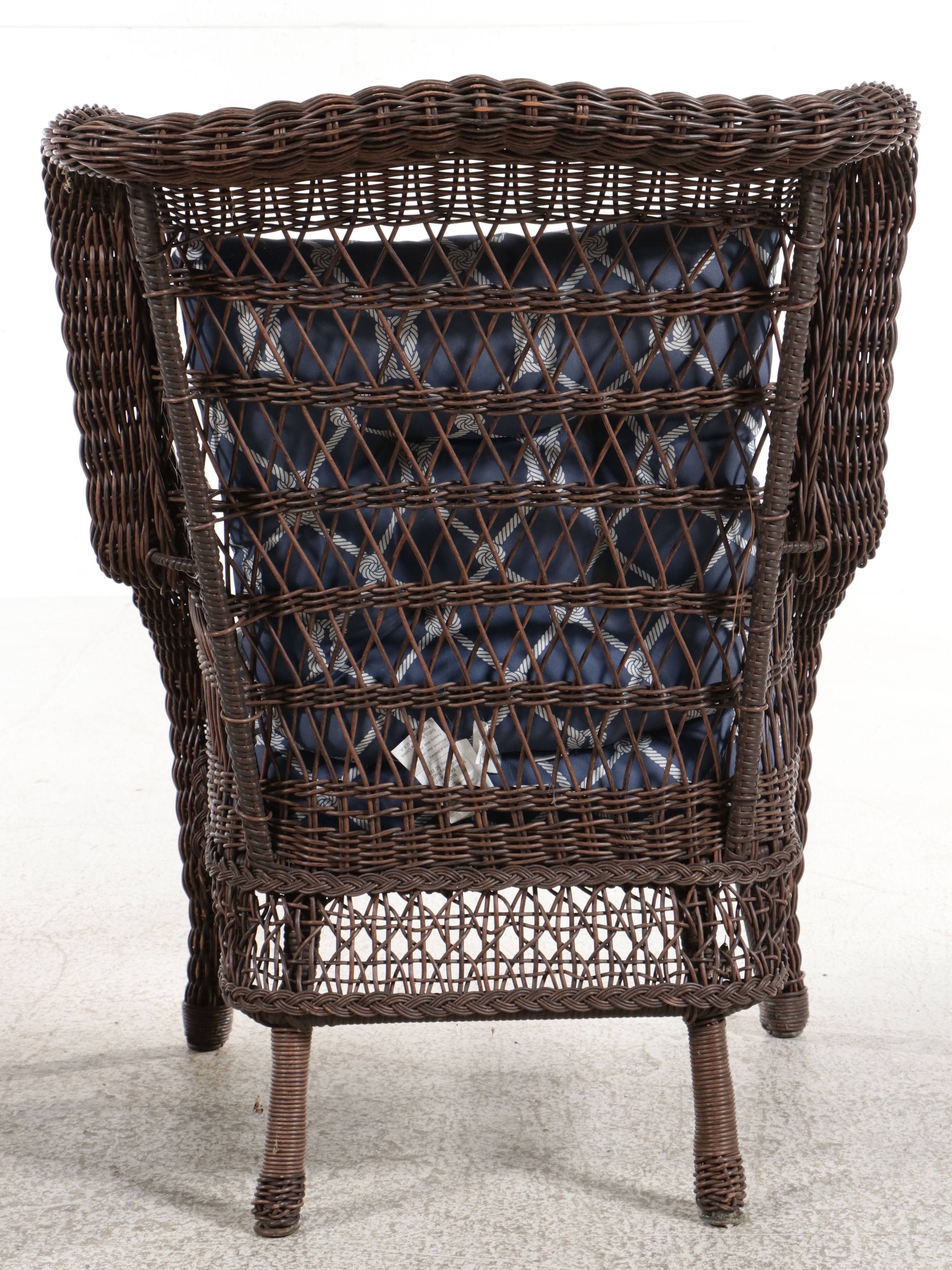 Pair of Rattan Wicker Armchairs with Side Table