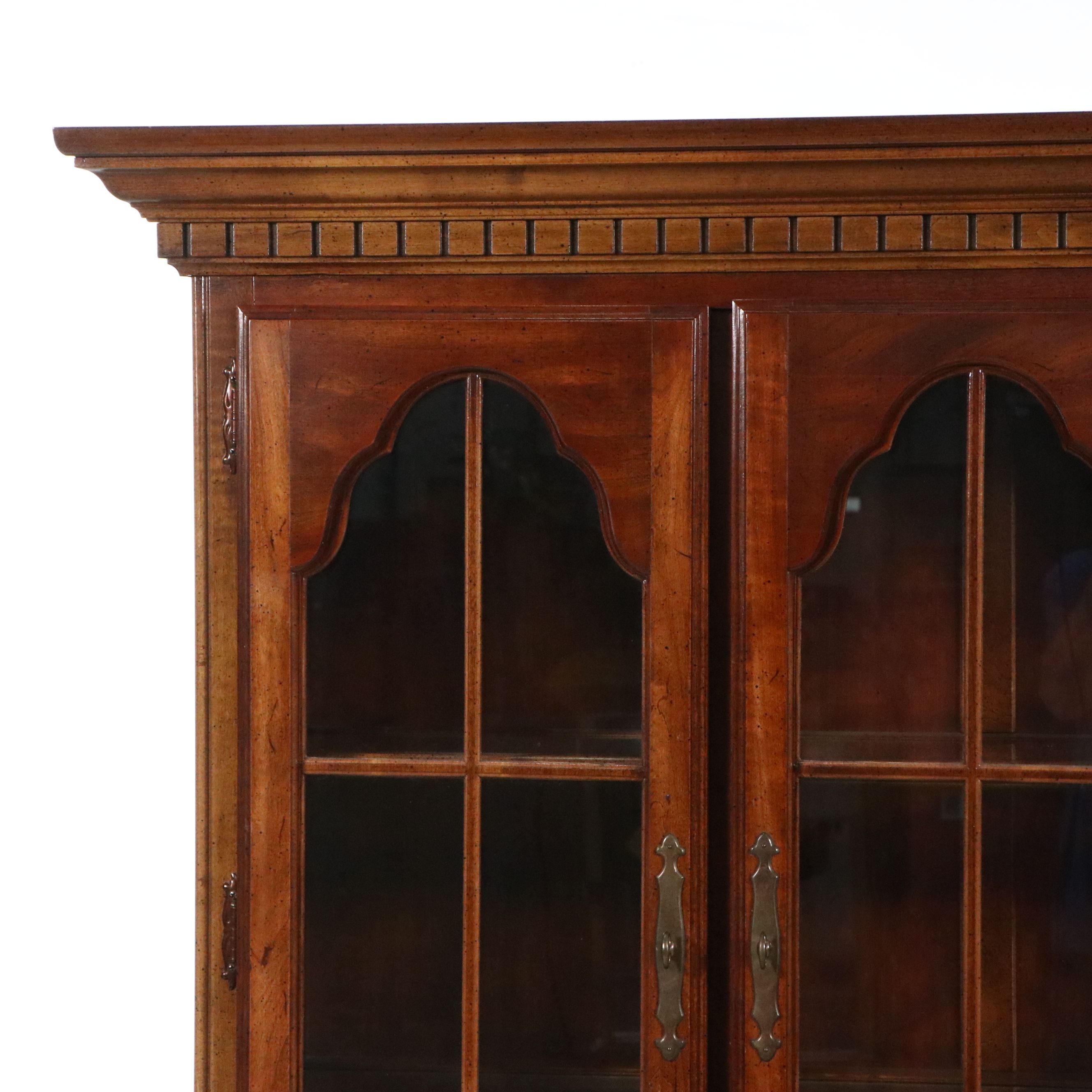 Queen Anne Style Cherry China Hutch, Late 20th Century