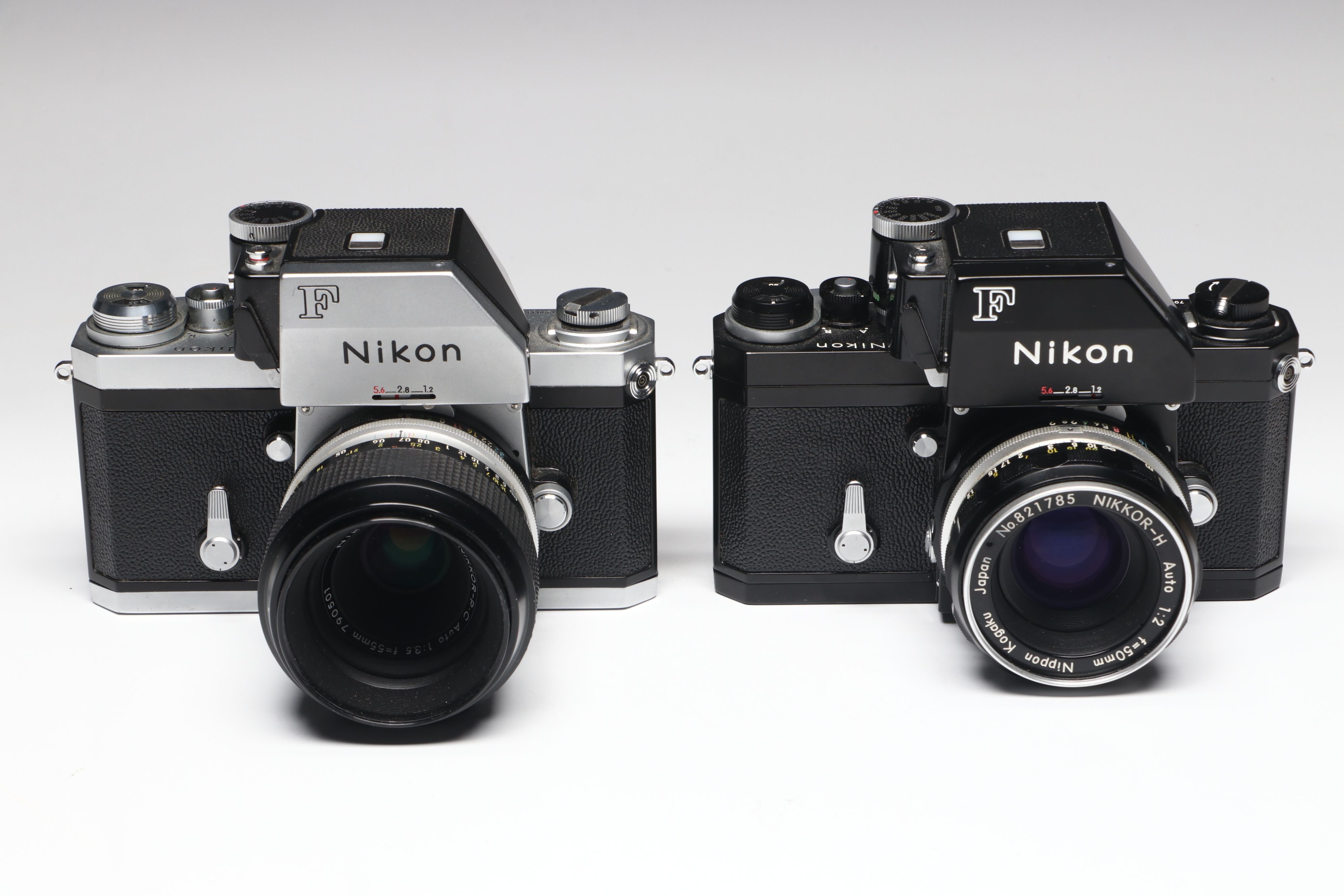 Nikon F, Nikon FE, Nikon FM Camera Bodies with Various Lenses