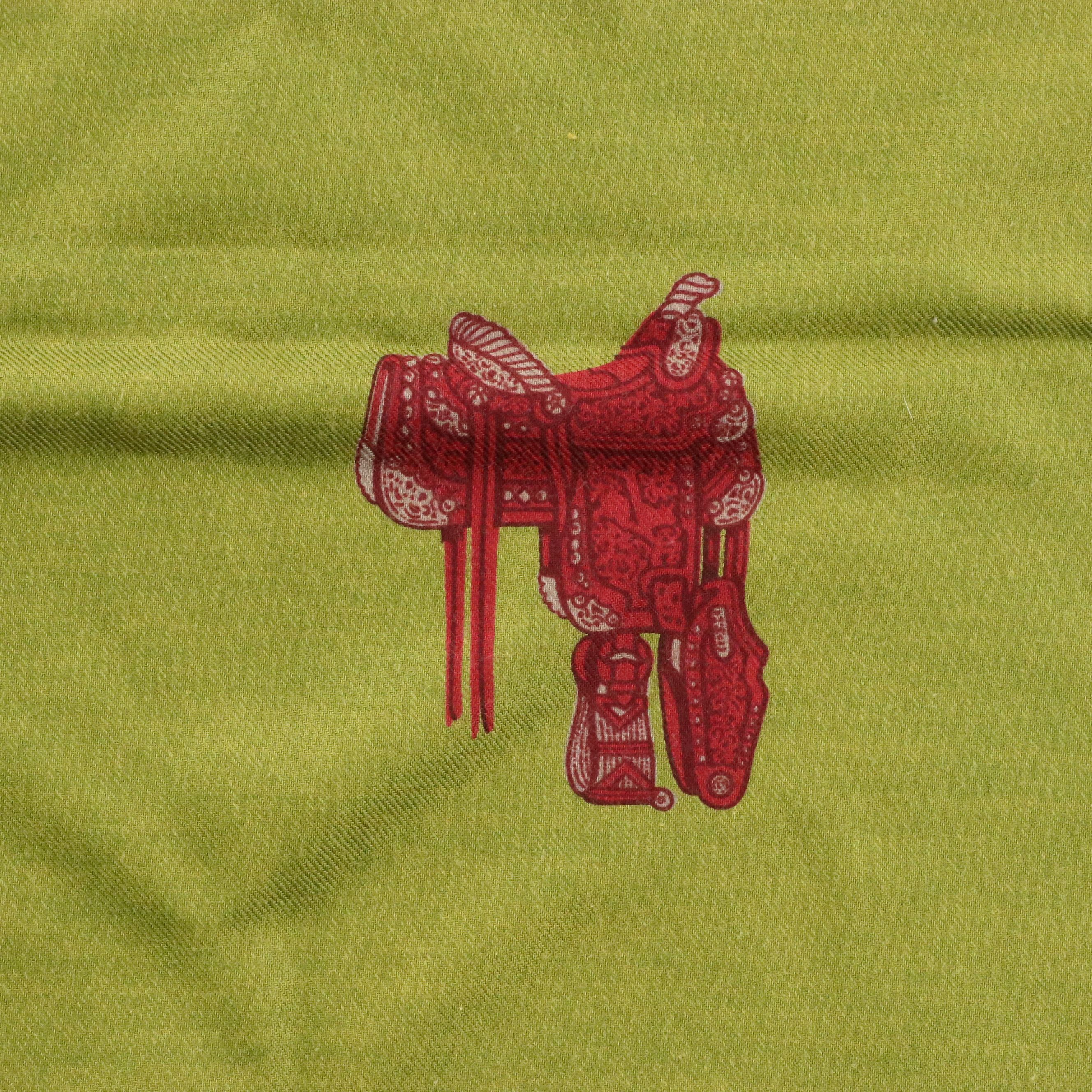 Gucci Jacquard Saddle Fringe Scarf 140 in Wool/Silk Blend