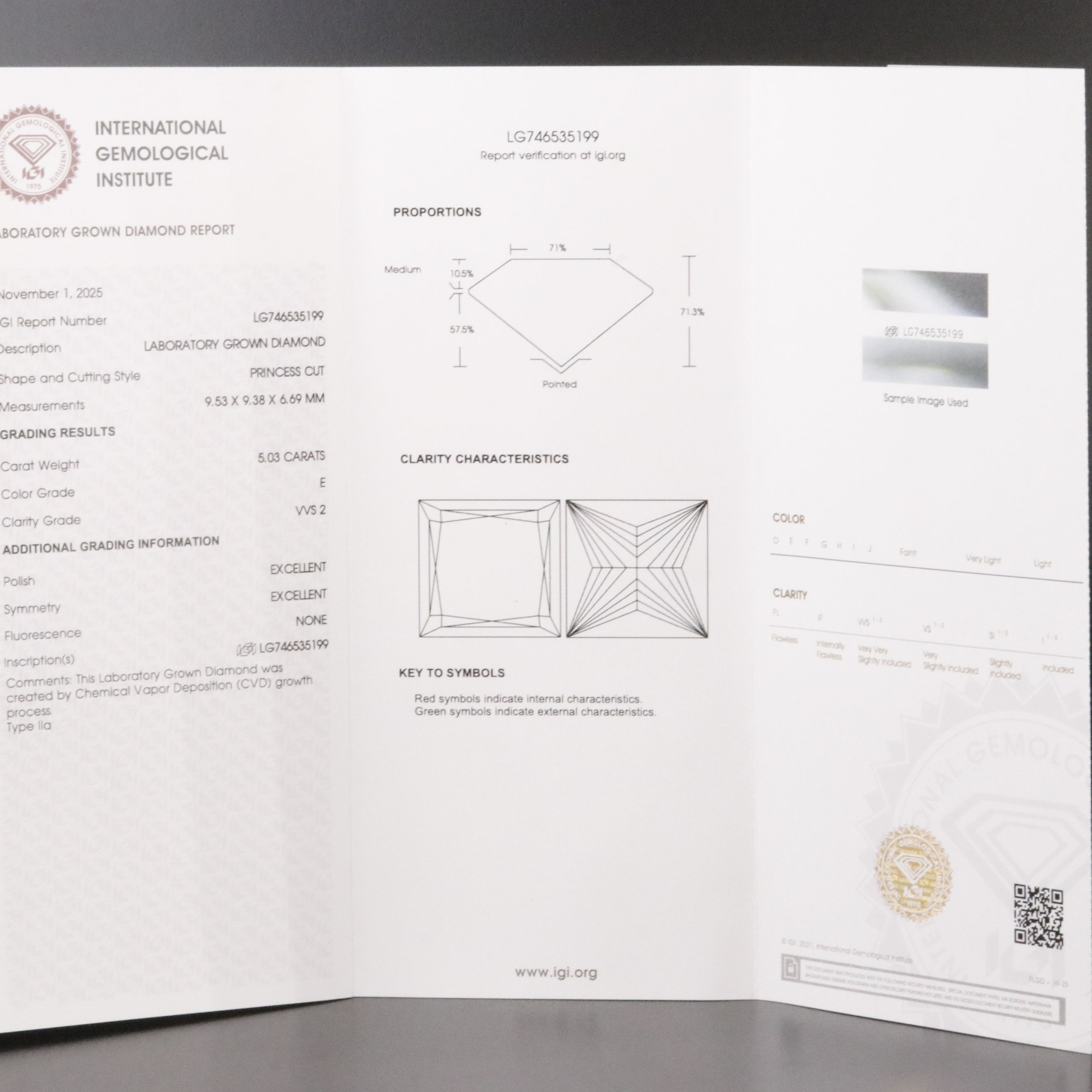 14K 5.03 CT Lab Grown Diamond Solitaire Ring with IGI Report
