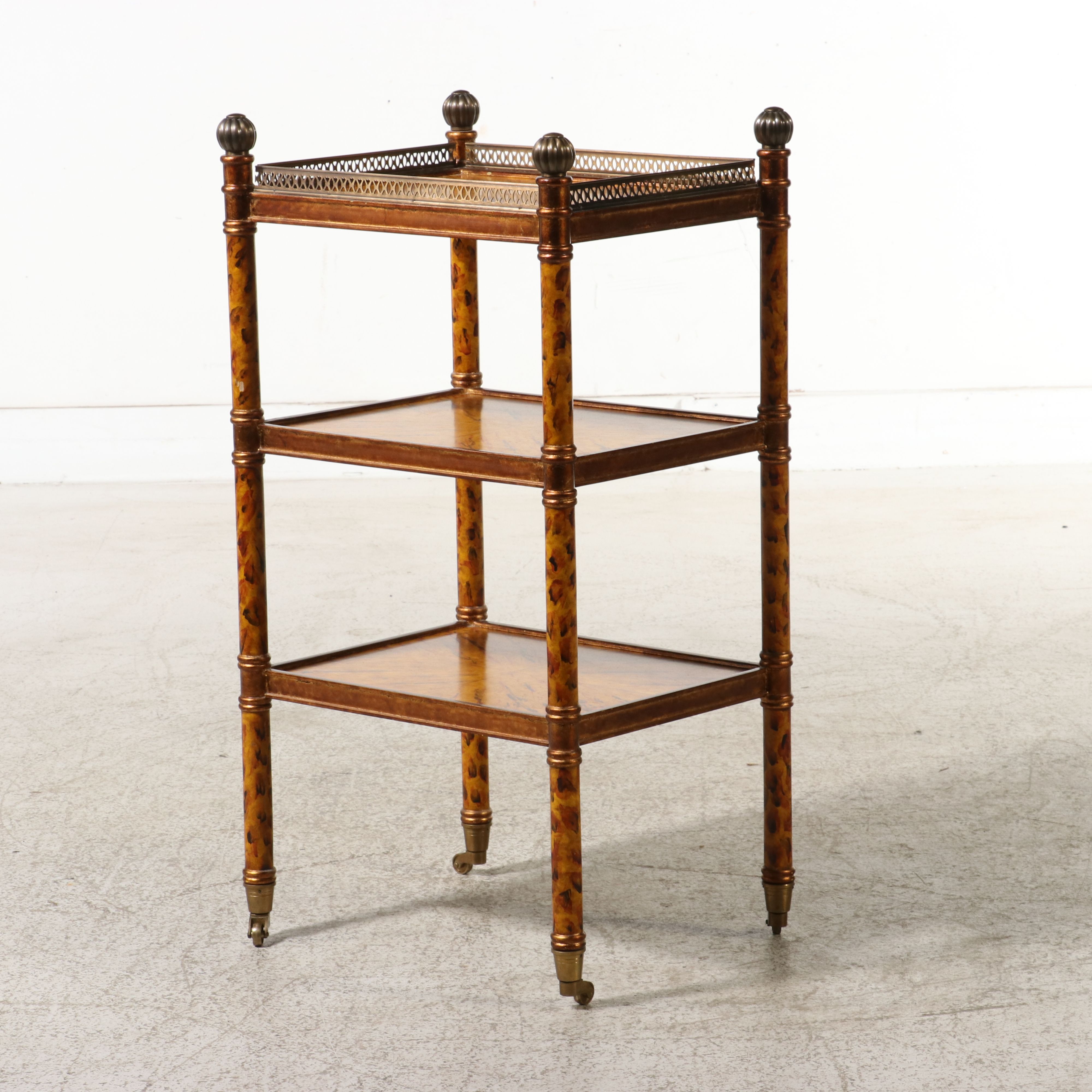 English Regency Style Faux Tortoise Shell Painted Three-Tier Étagère