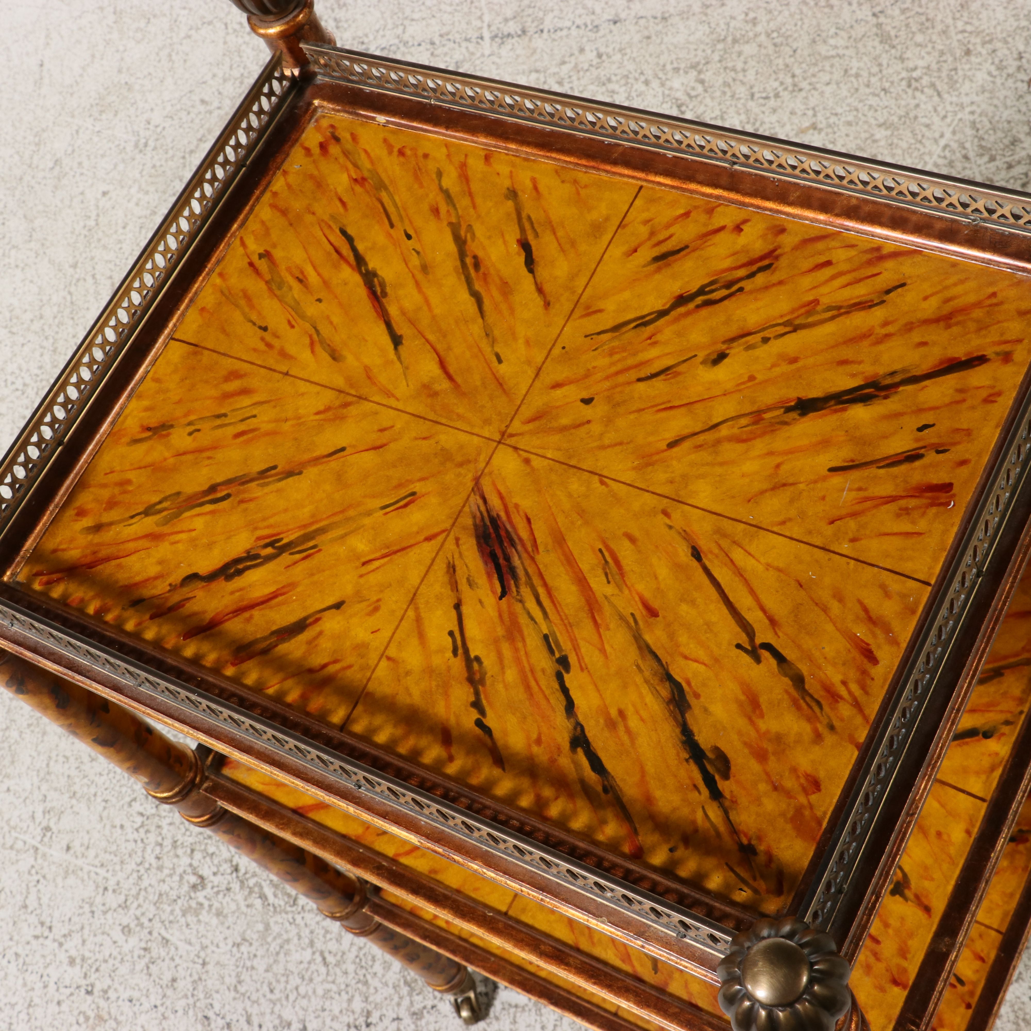 English Regency Style Faux Tortoise Shell Painted Three-Tier Étagère