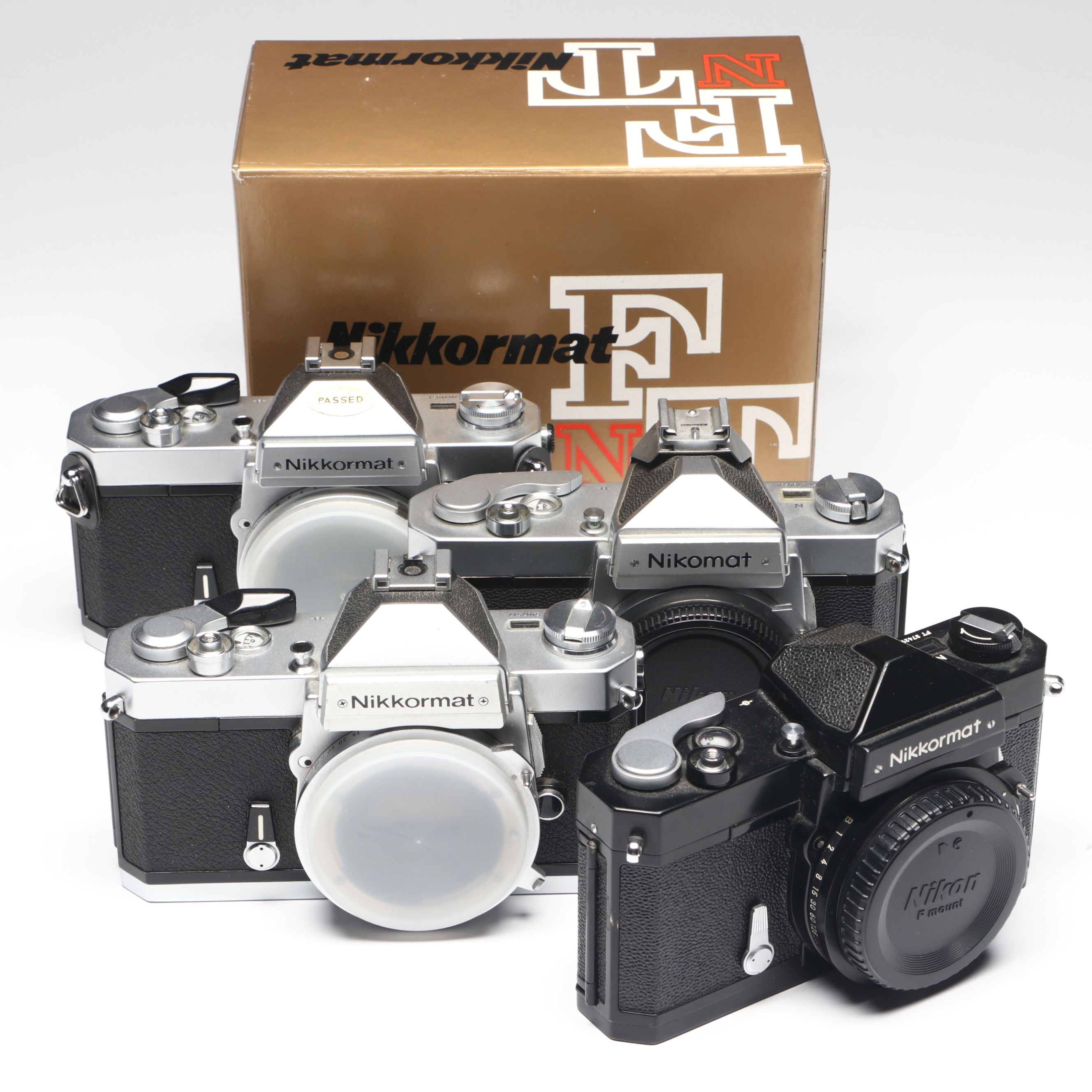 Collection of 4 Nikon Nikkormat, Nikomat 35mm Camera Bodies