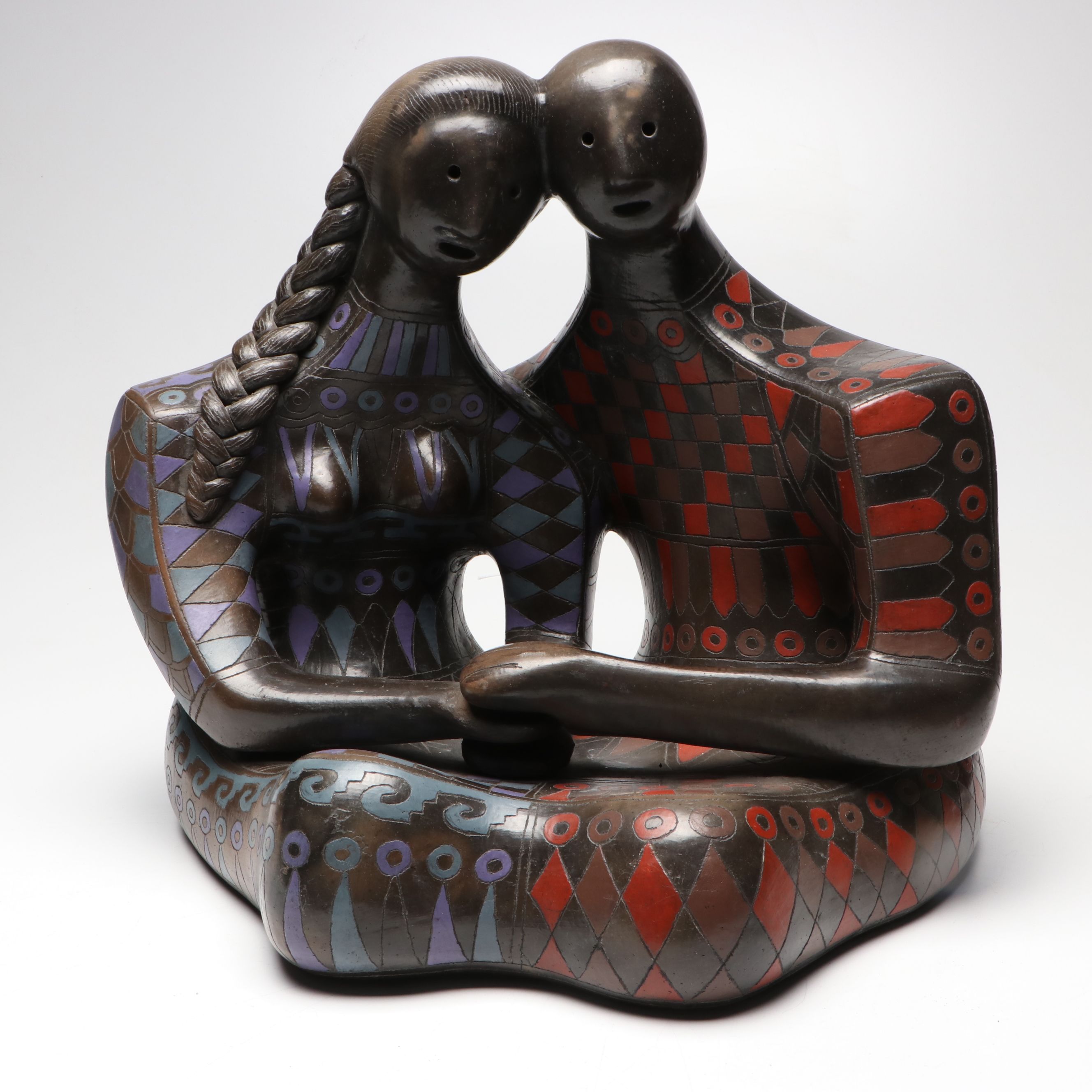 Max Kerlow Mexican Blackware Figure of Man and Woman