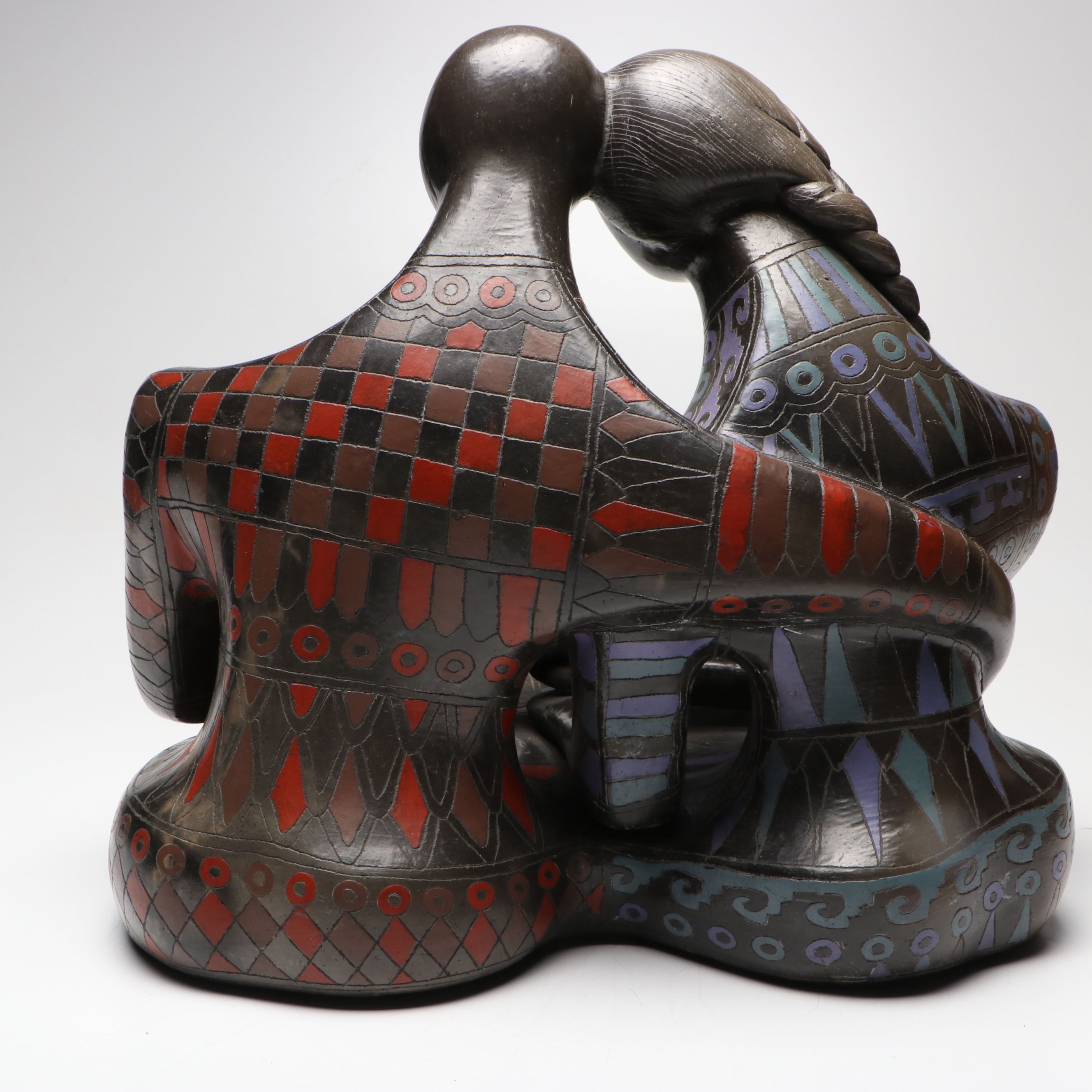 Max Kerlow Mexican Blackware Figure of Man and Woman
