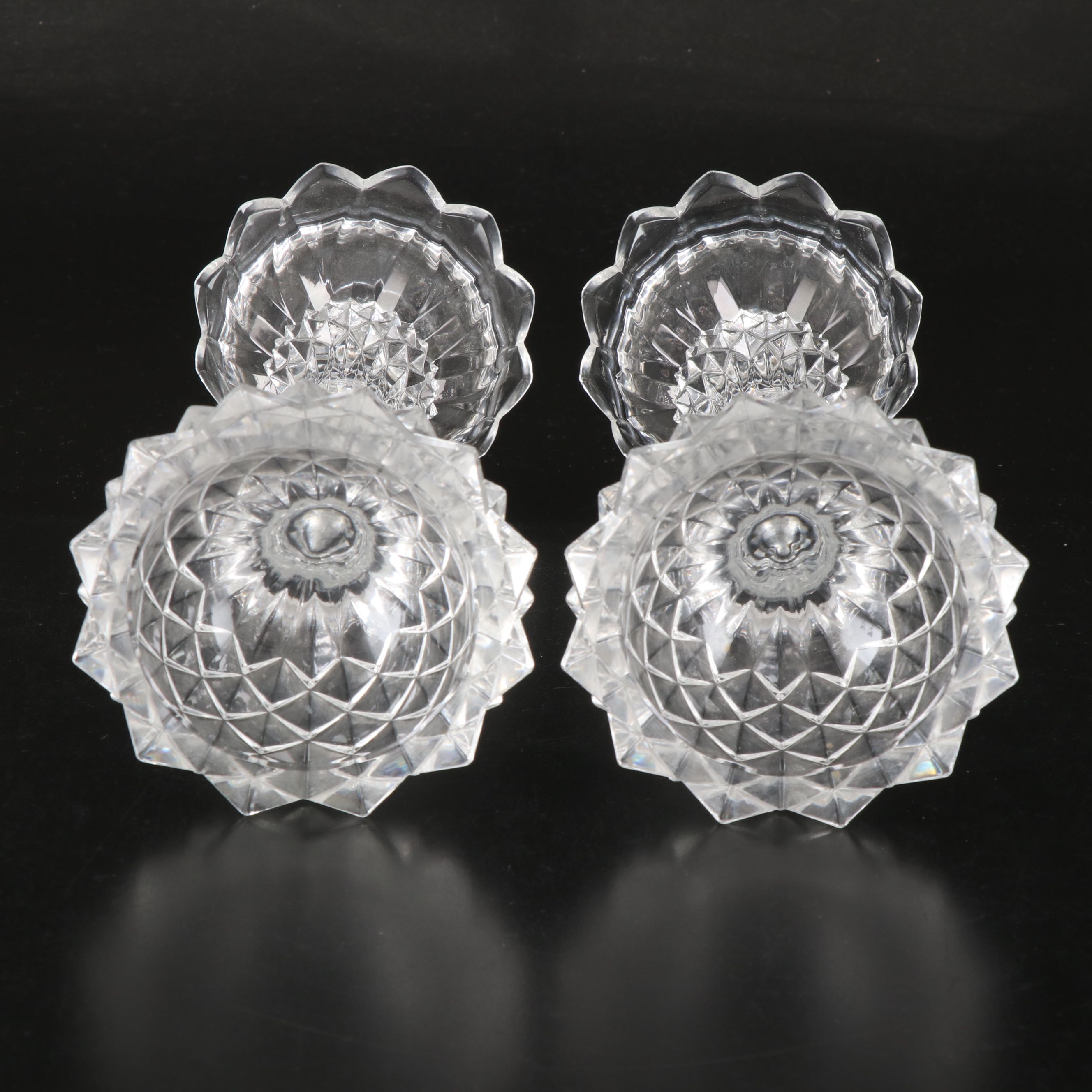 Tulip Cup Candlestick Pair with More Pressed Glassware