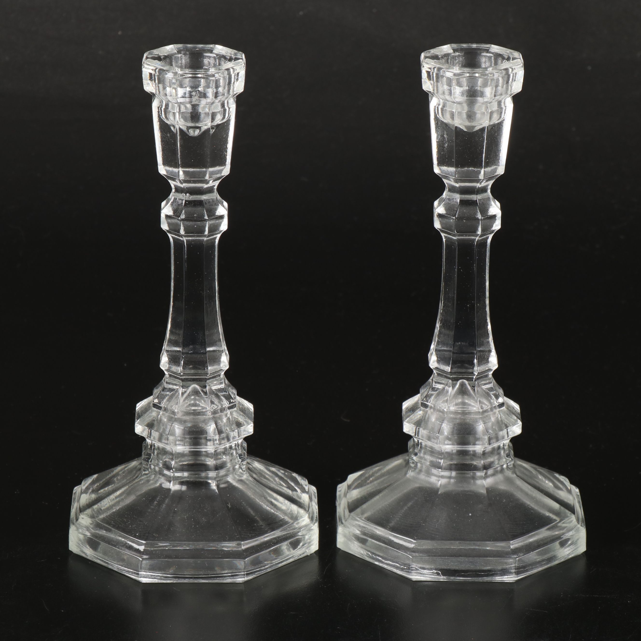 Tulip Cup Candlestick Pair with More Pressed Glassware