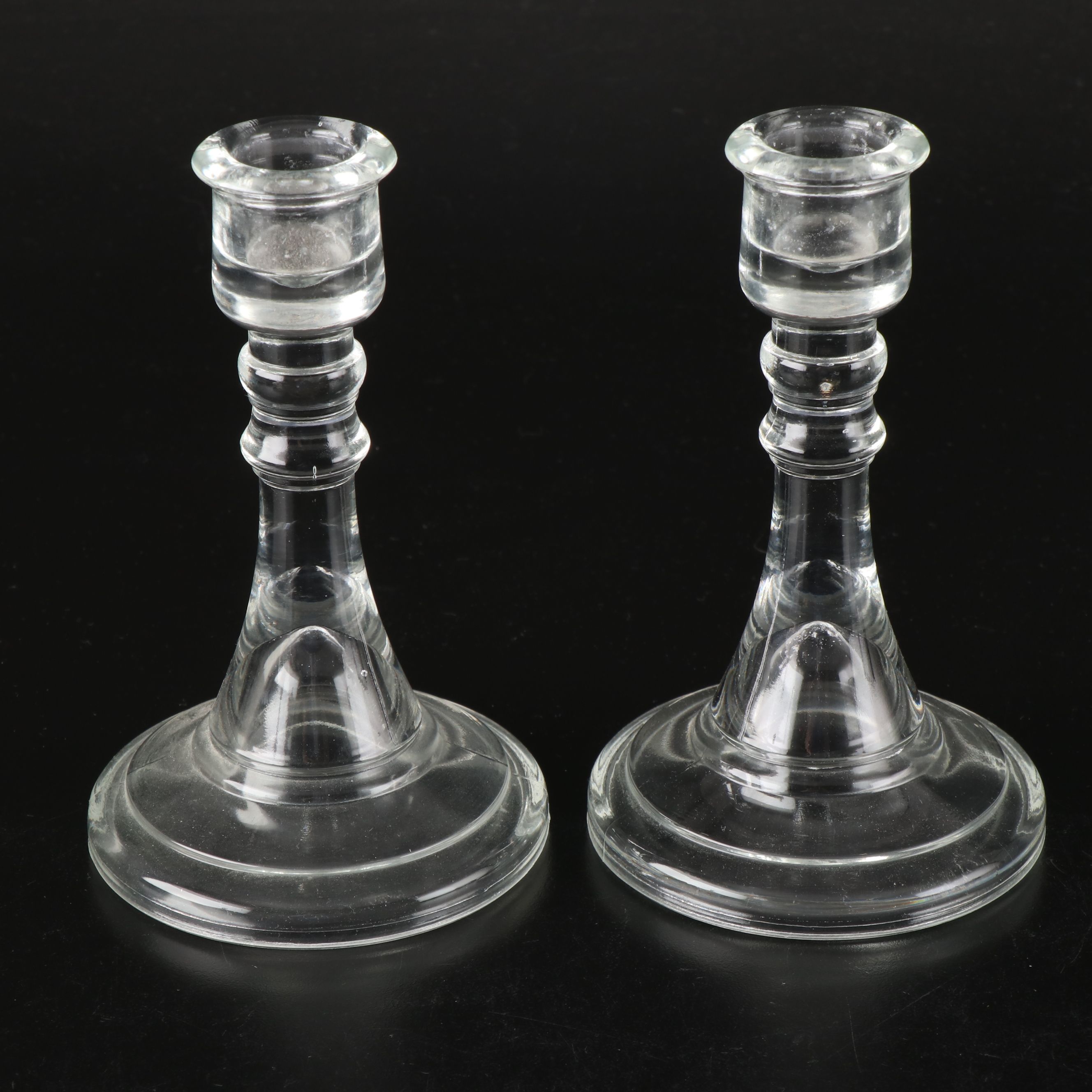 Tulip Cup Candlestick Pair with More Pressed Glassware