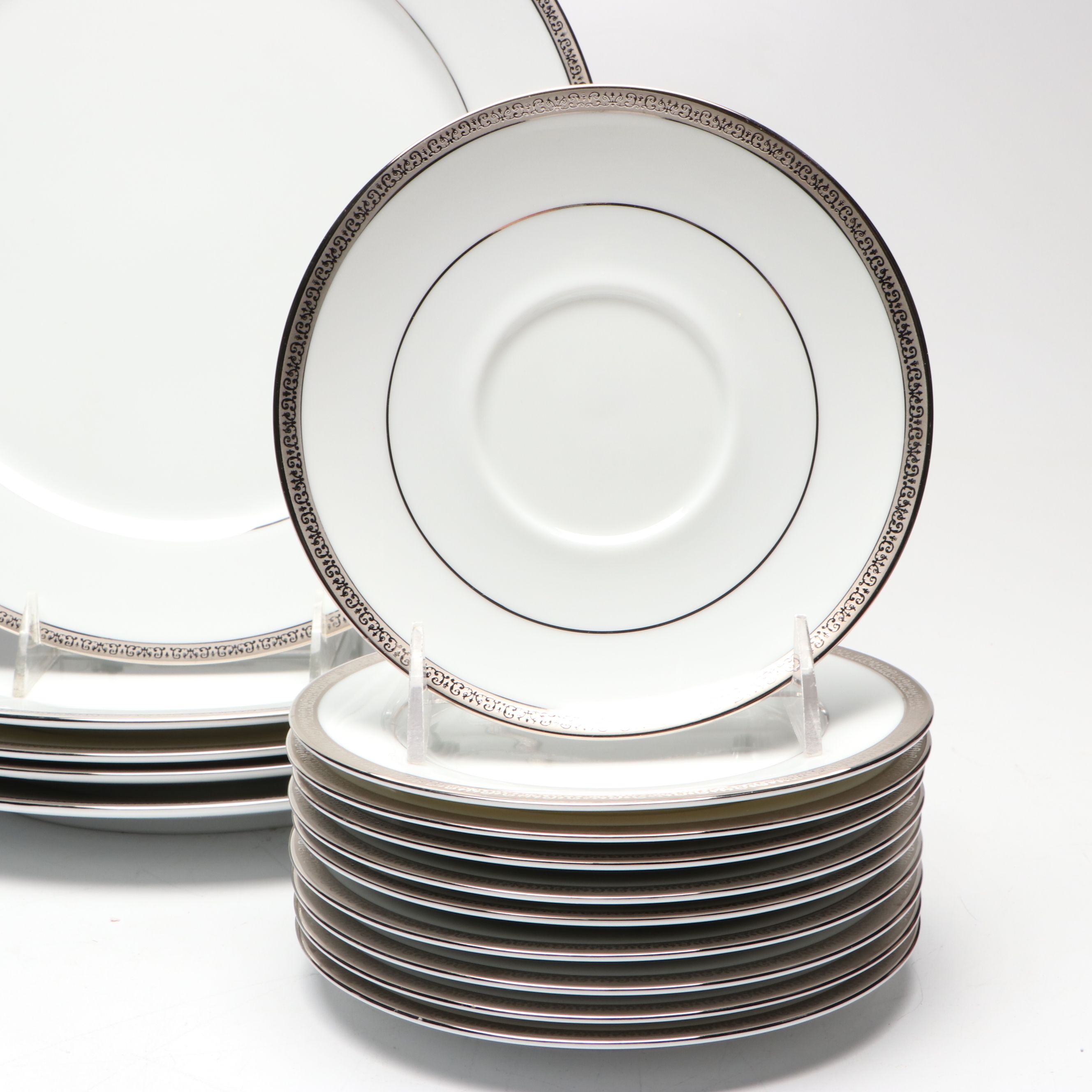 Charter Club Home "Grand Buffet Platinum" Plates and Saucer, 2006–2016