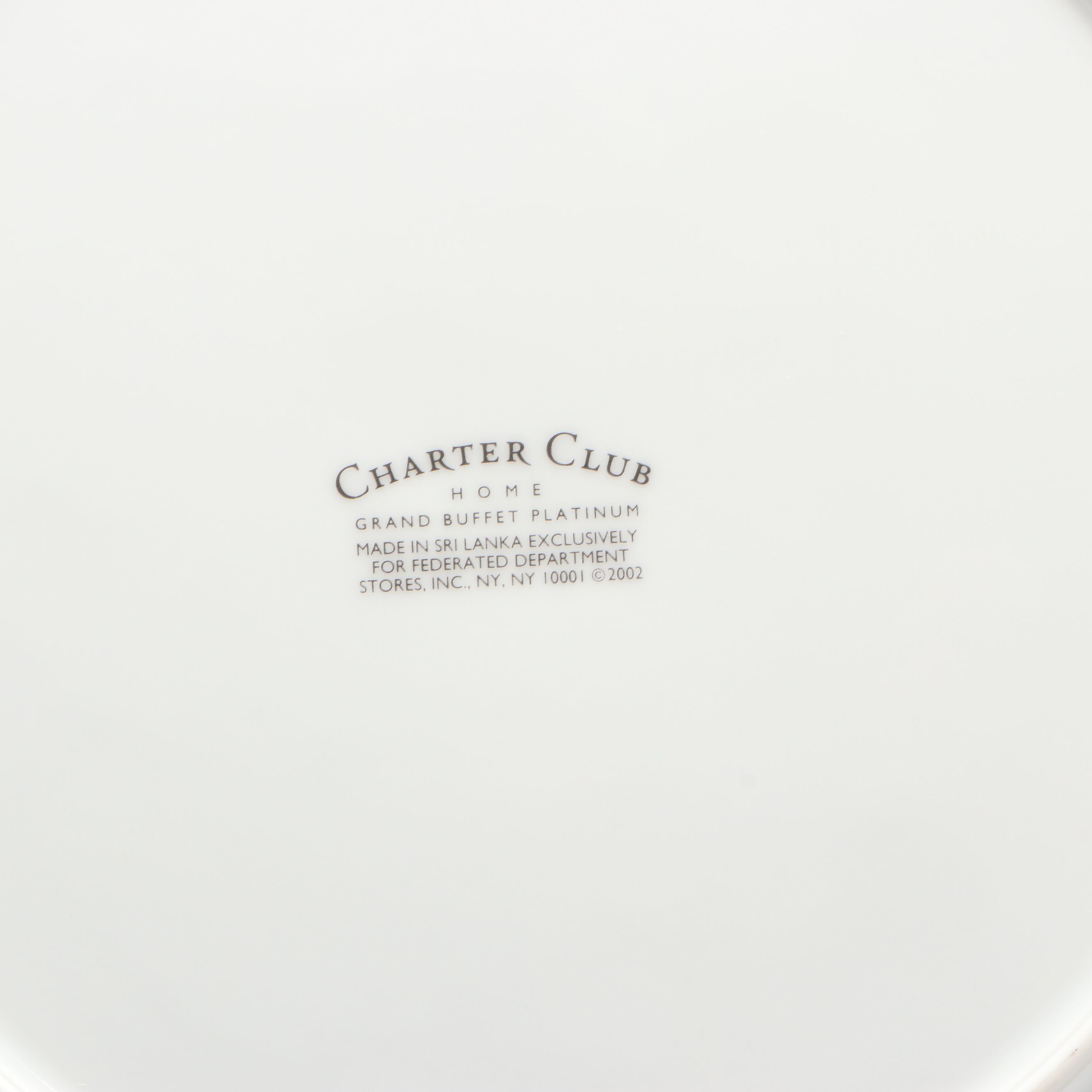 Charter Club Home "Grand Buffet Platinum" Plates and Saucer, 2006–2016