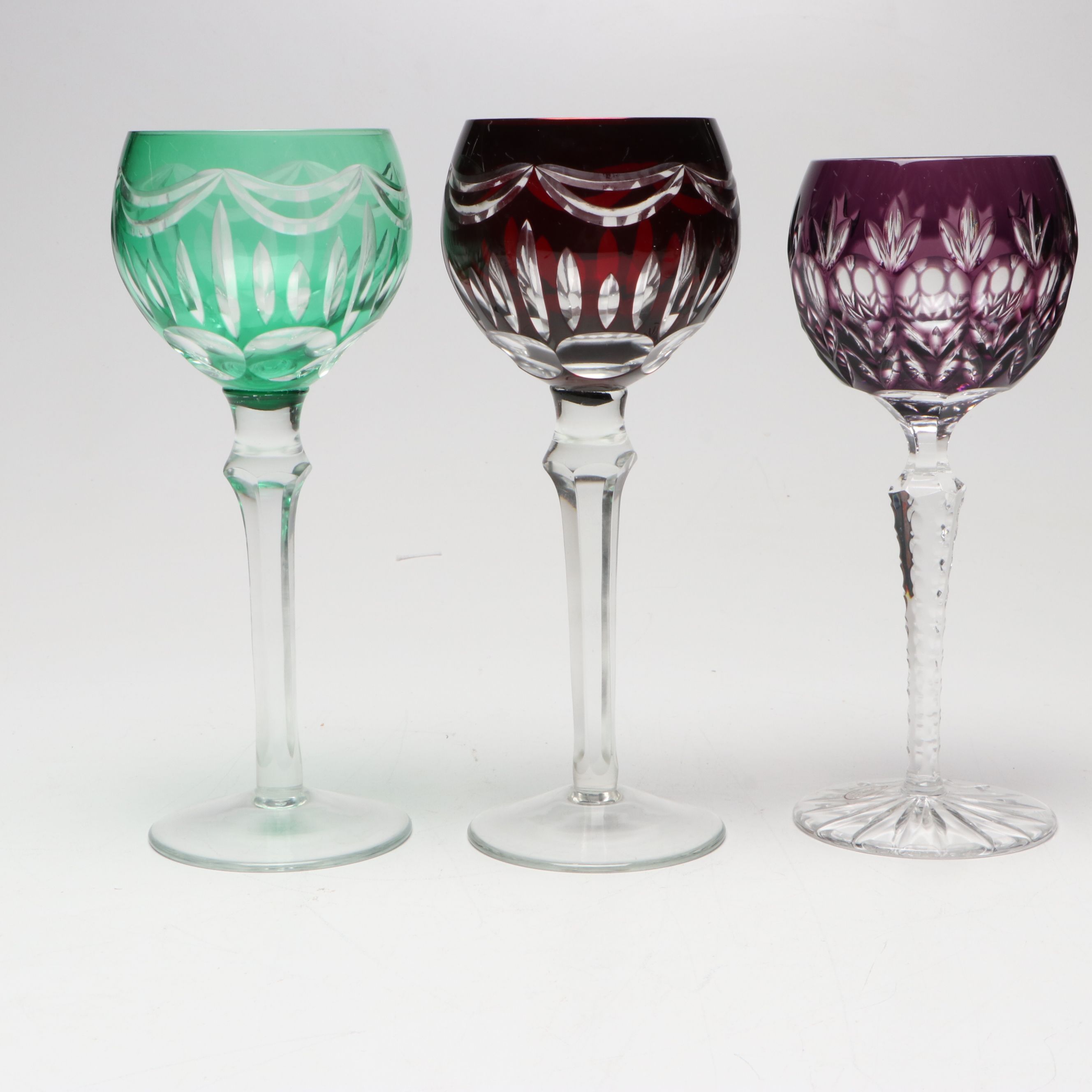 Ajka Bohemian Cut to Clear Crystal Wine Goblets