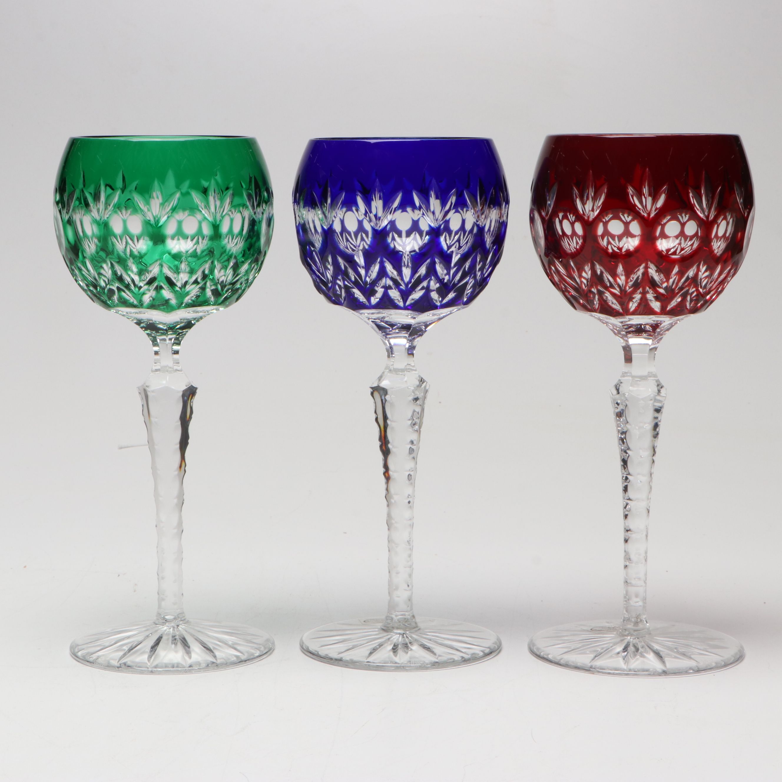 Ajka Bohemian Cut to Clear Crystal Wine Goblets