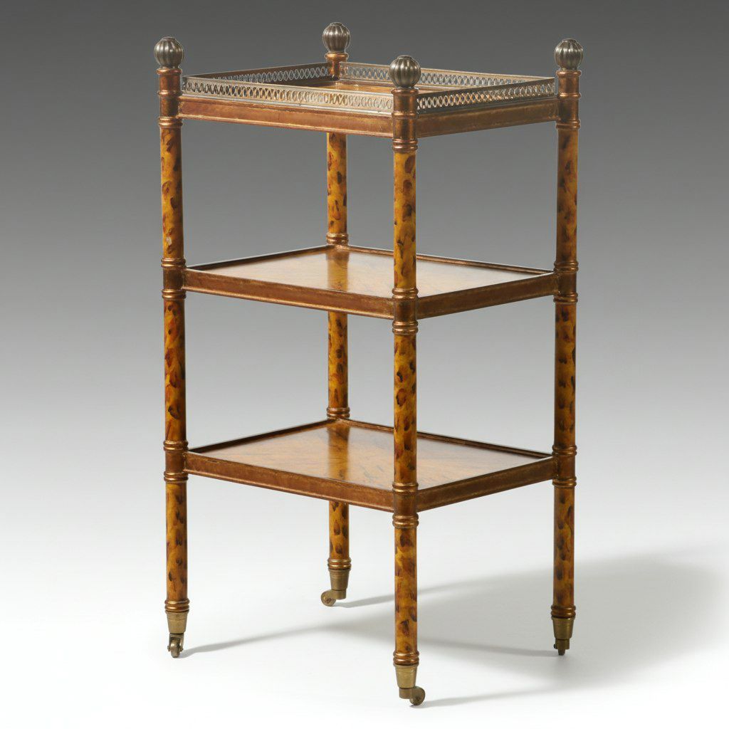 English Regency Style Faux Tortoise Shell Painted Three-Tier Étagère