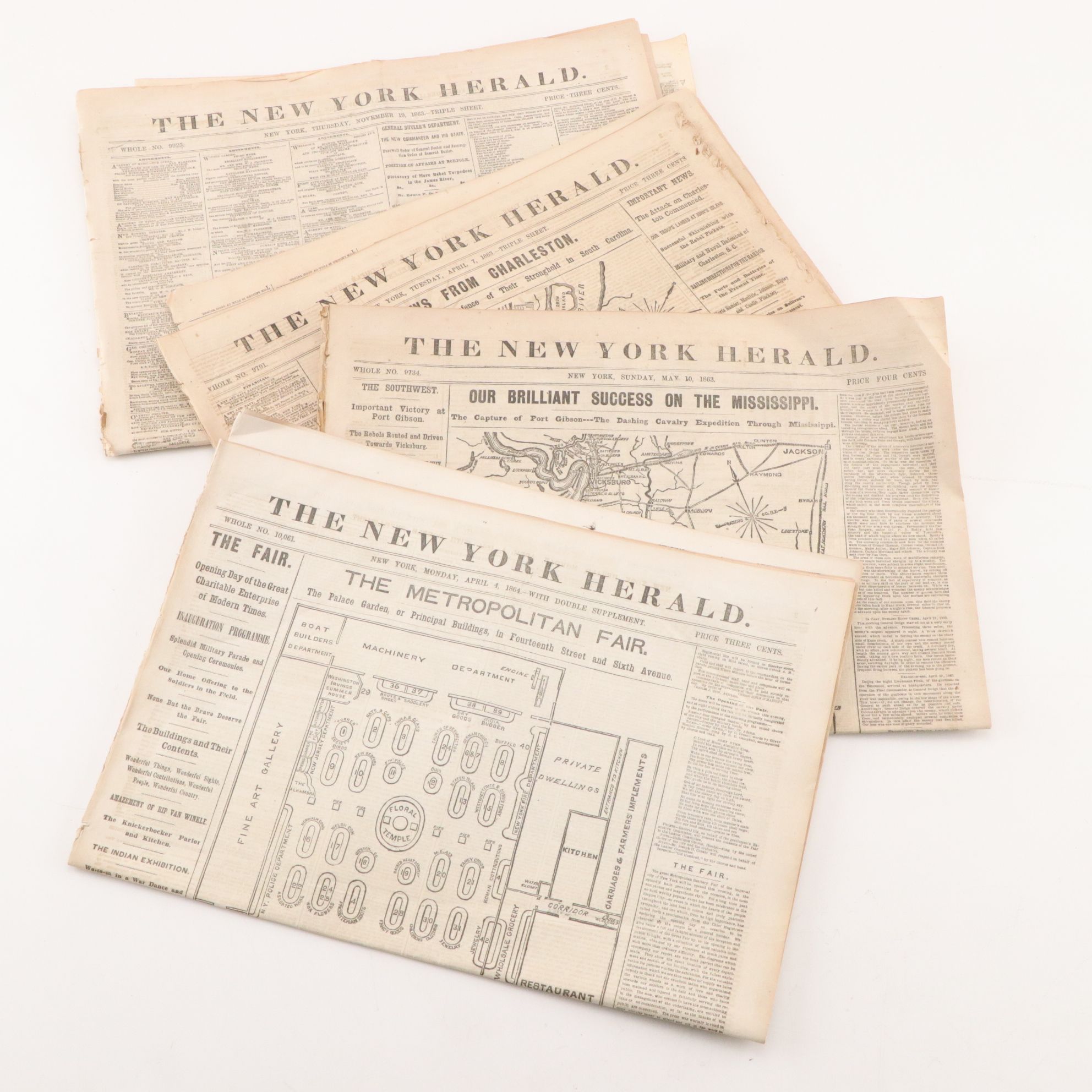 Collection of "The New York Herald" Newspaper, Mid-19th Century