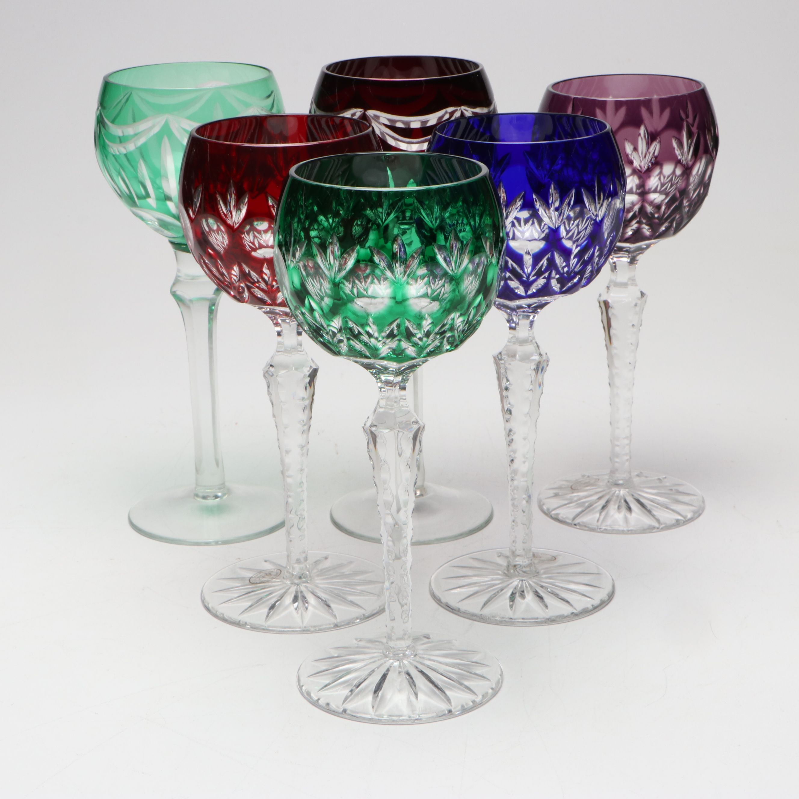 Ajka Bohemian Cut to Clear Crystal Wine Goblets