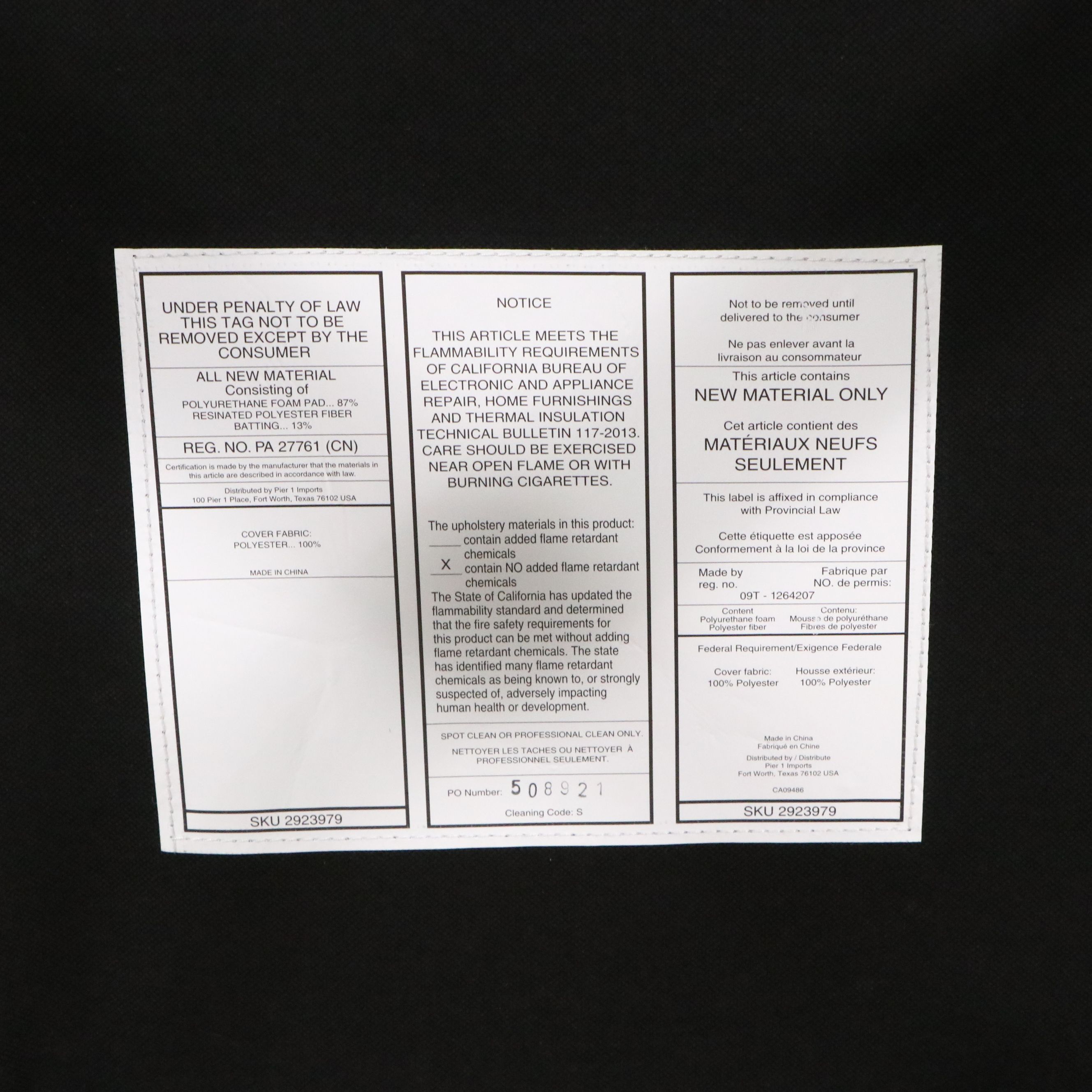 Pier 1 Imports "Mason" Tufted Parsons Chair, Early 21st Century