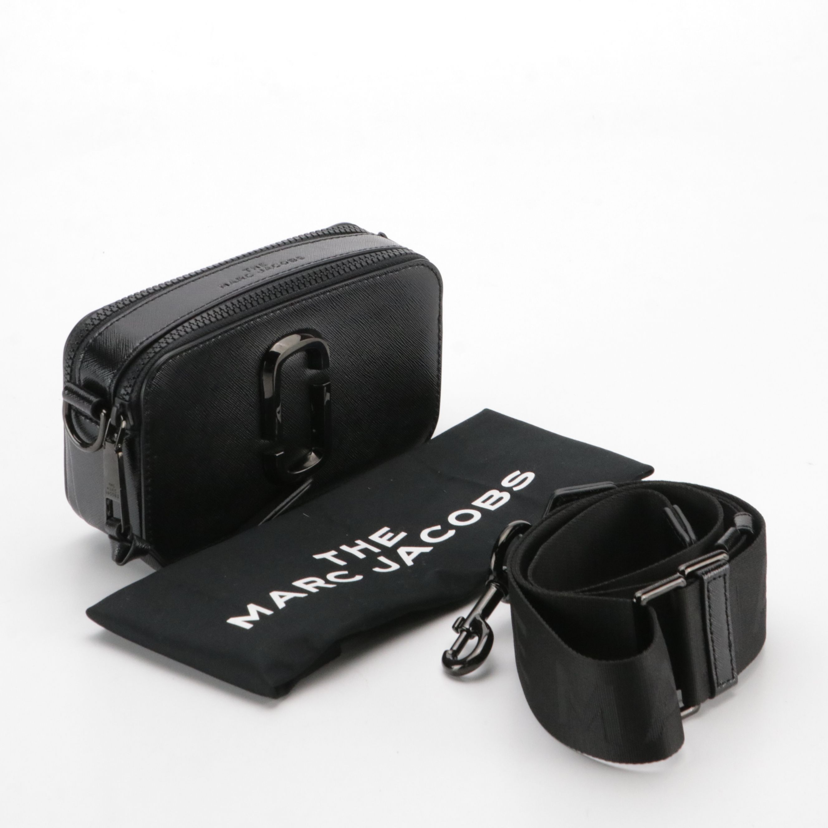 Marc Jacobs The Snapshot Camera Crossbody Bag in Patent Black Saffiano Leather