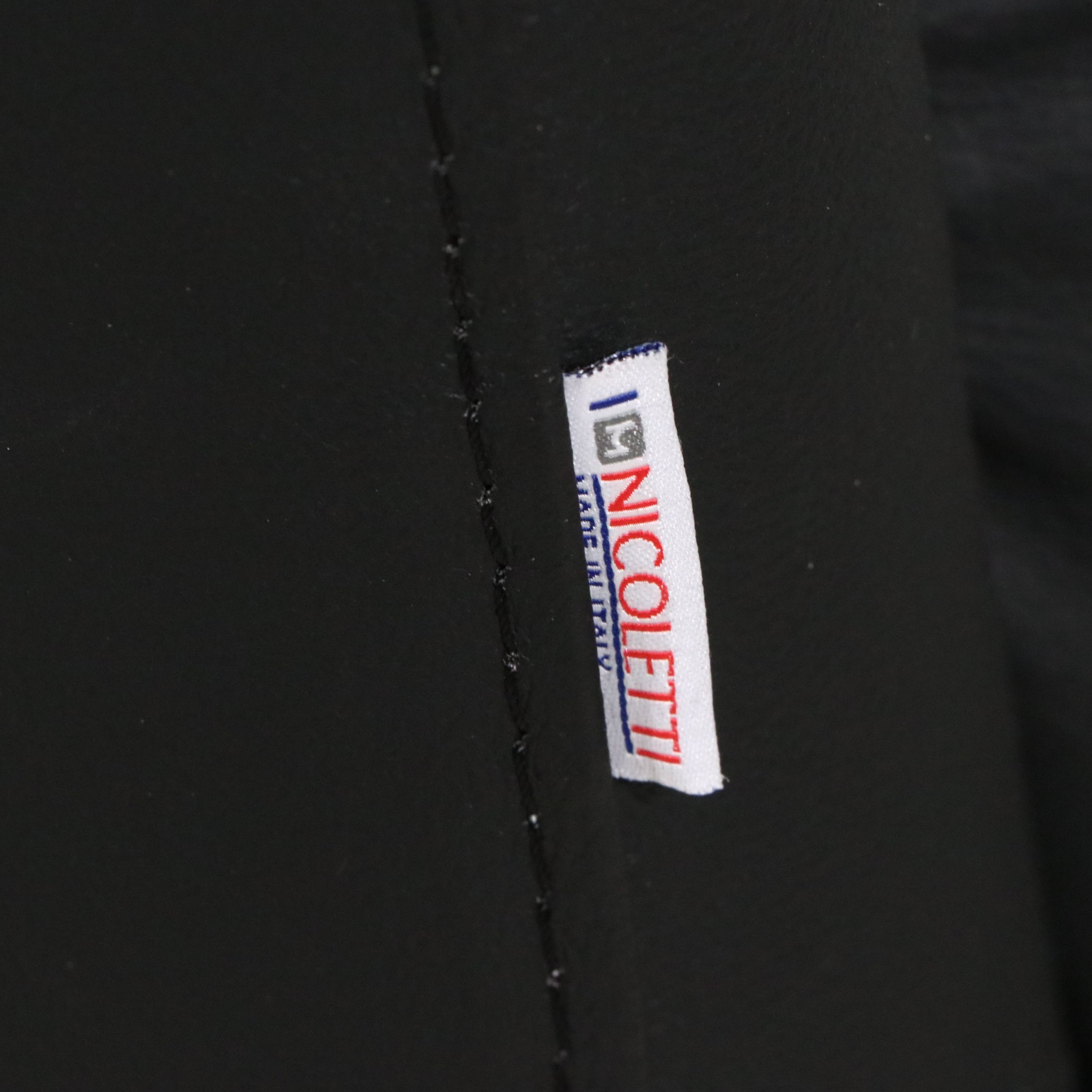 Nicoletti Italian Modern Black Leather Loveseat on Sculptural Metal Base