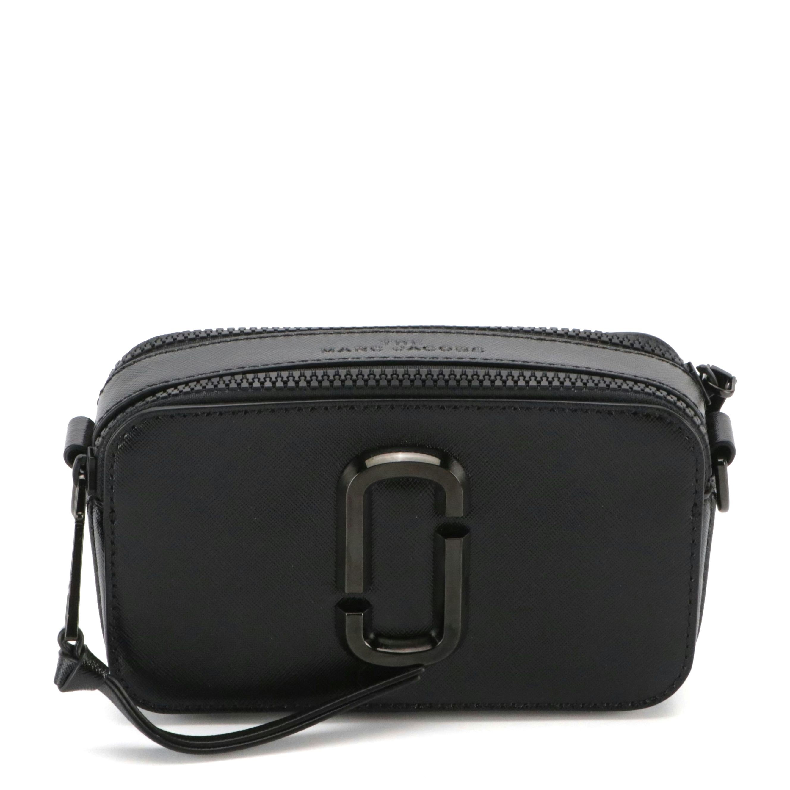 Marc Jacobs The Snapshot Camera Crossbody Bag in Patent Black Saffiano Leather