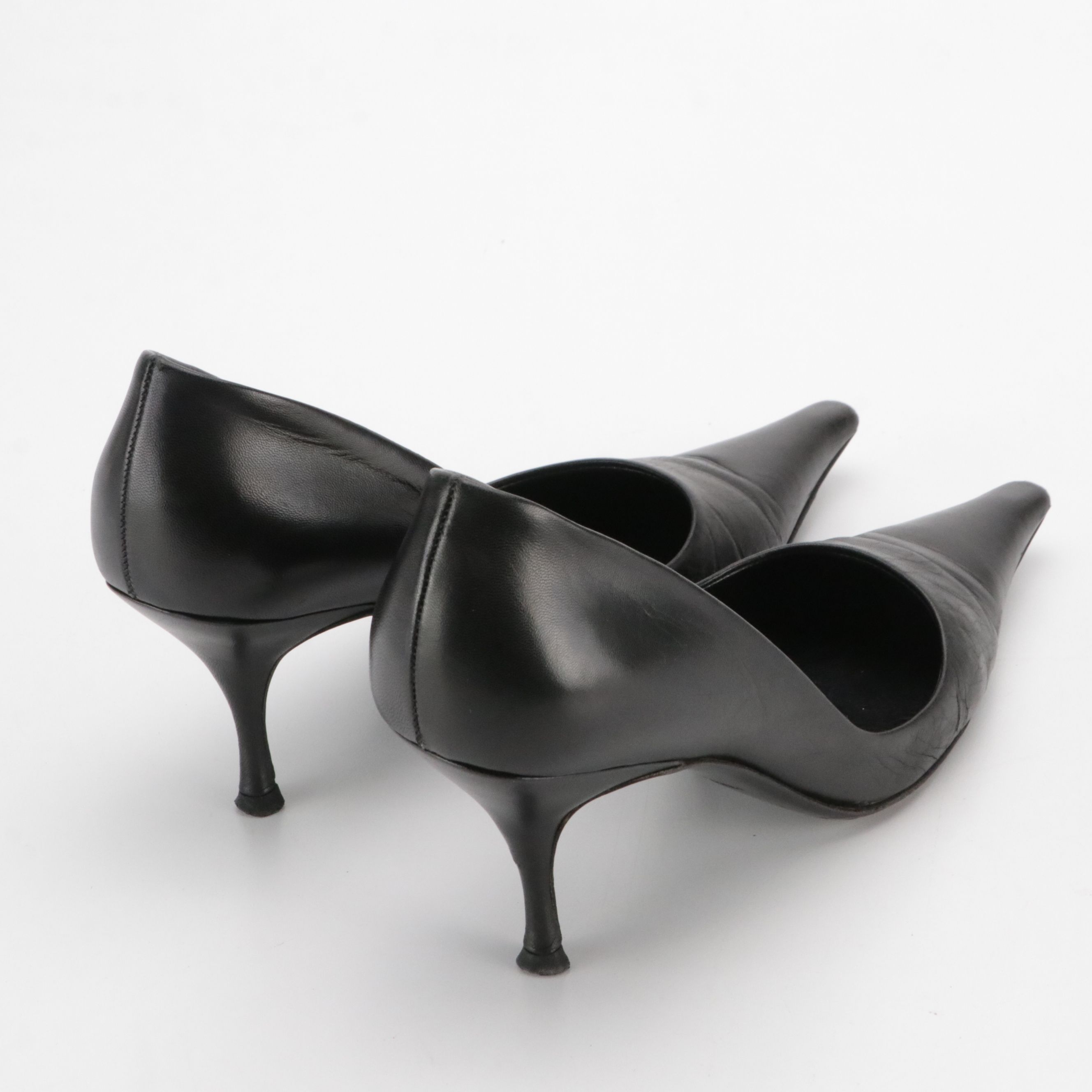 Prada Extra Pointed-Toe Pumps in Black Calfskin Leather