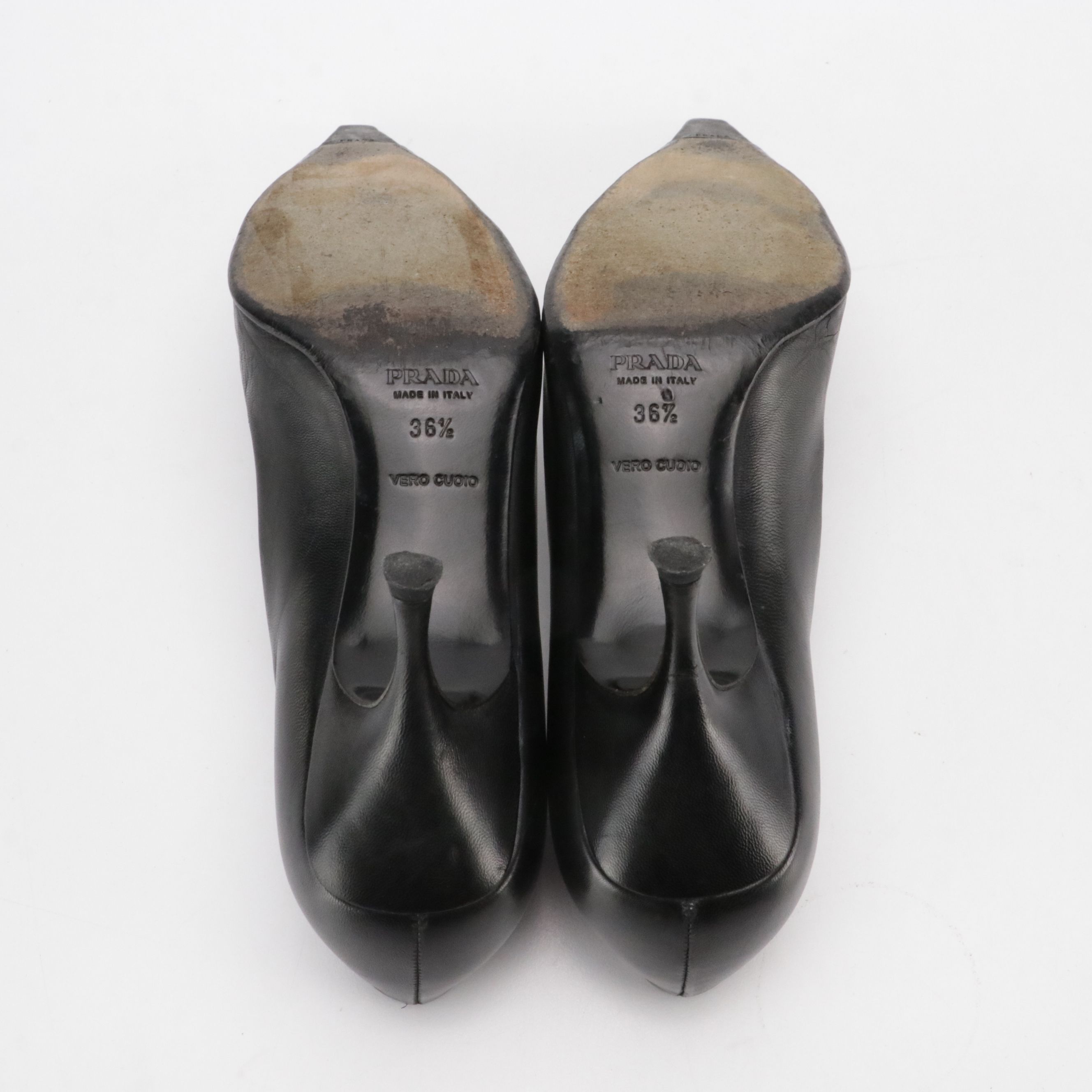 Prada Extra Pointed-Toe Pumps in Black Calfskin Leather