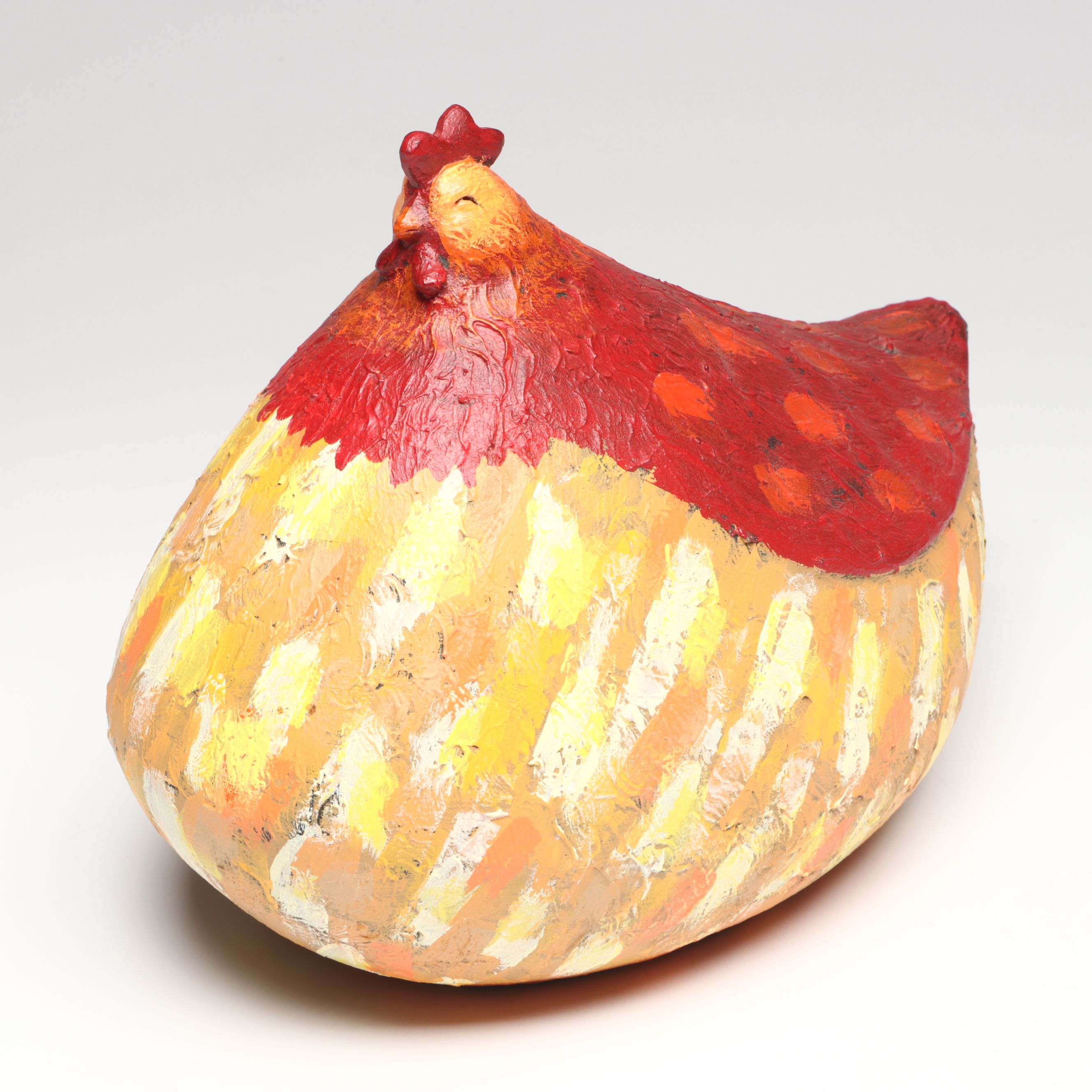 Whimsical Textured Resin Roosters with Hen