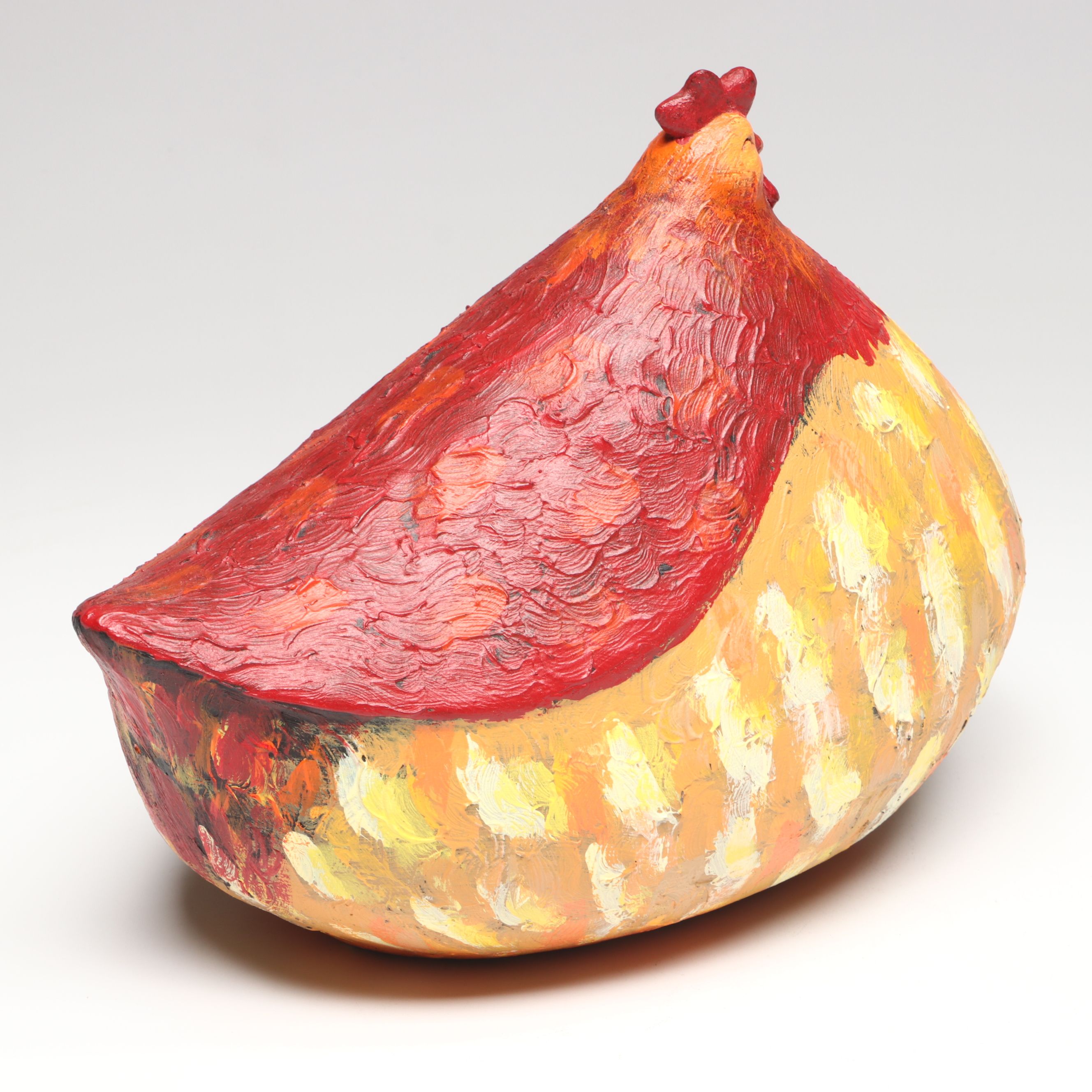 Whimsical Textured Resin Roosters with Hen