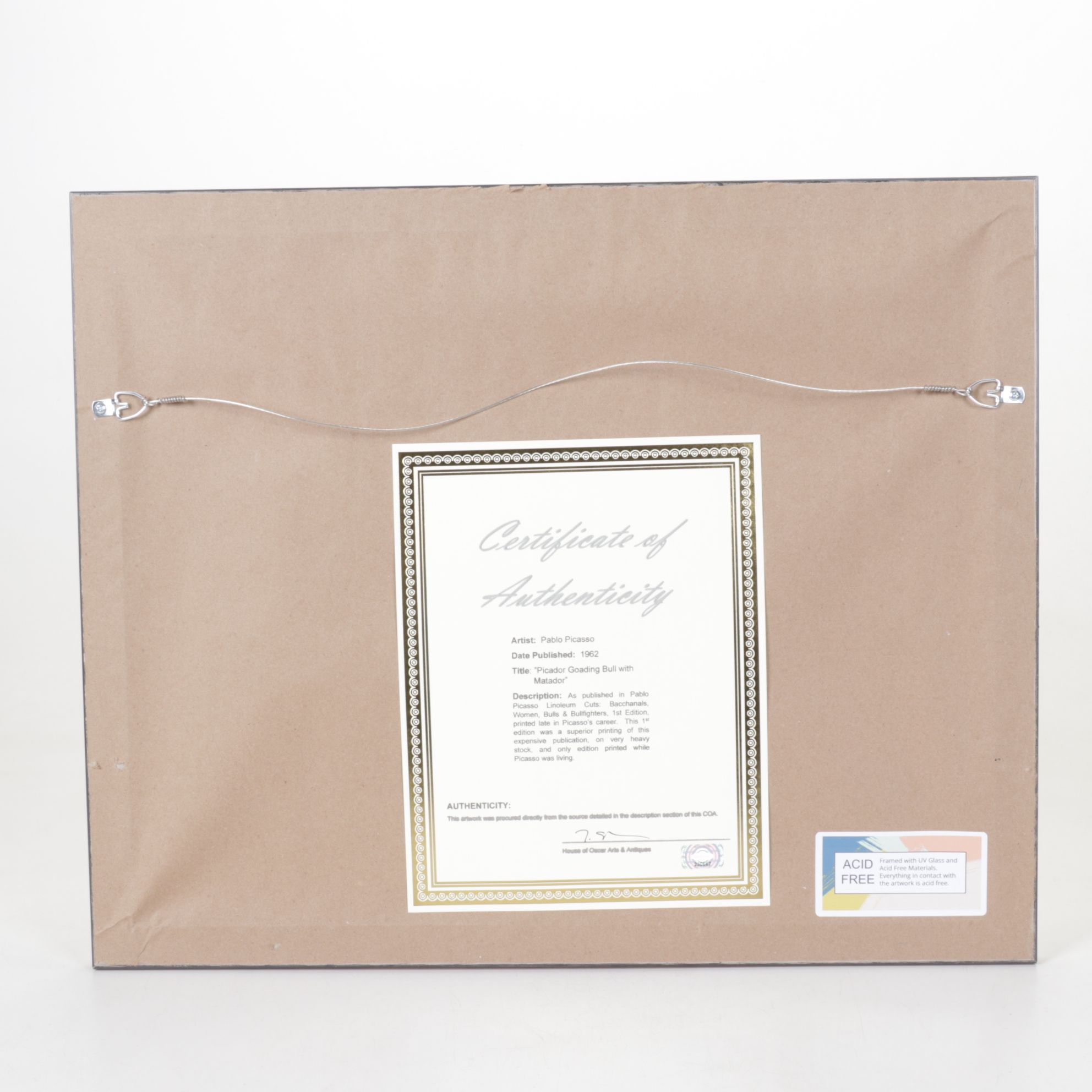 Pablo Picasso Linocut "Picador Goading Bull With Matador," 1962, First Edition