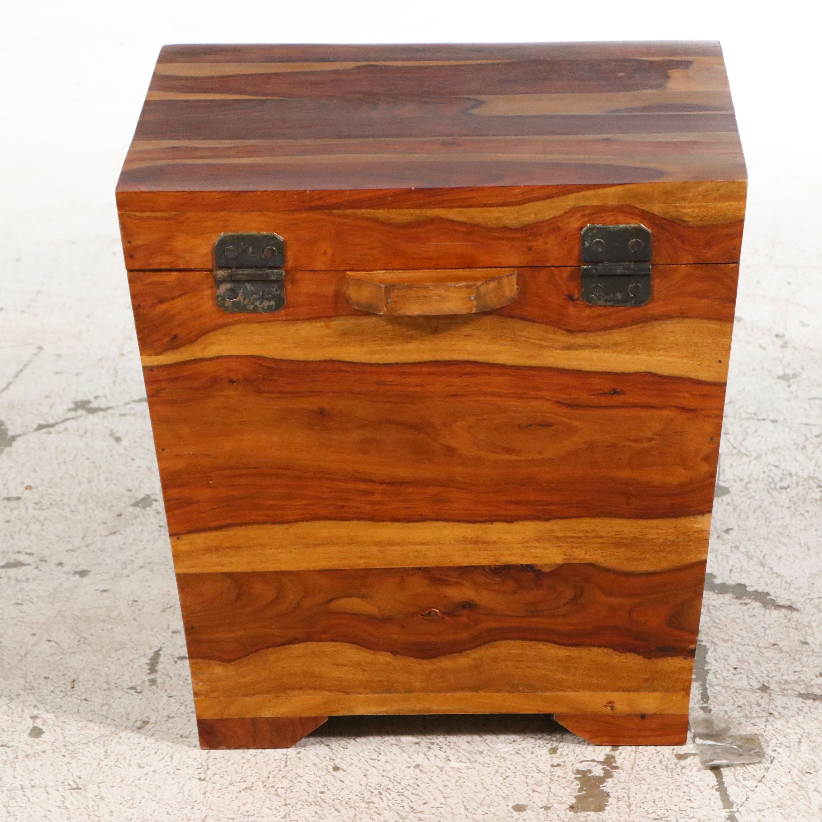 Southeast Asian Style Acacia Wood Storage Chest with Iron Latch and Handles