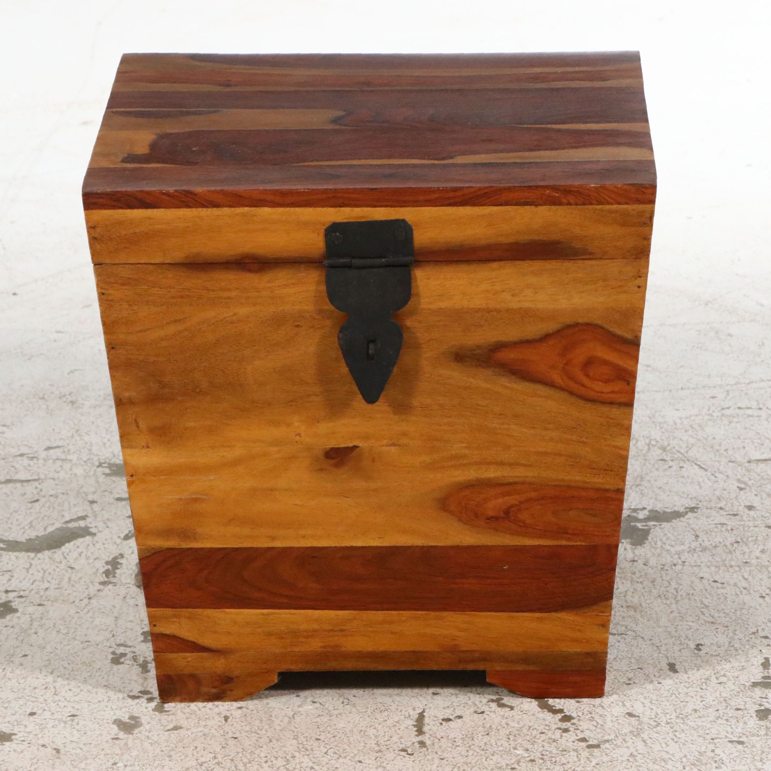 Southeast Asian Style Acacia Wood Storage Chest with Iron Latch and Handles