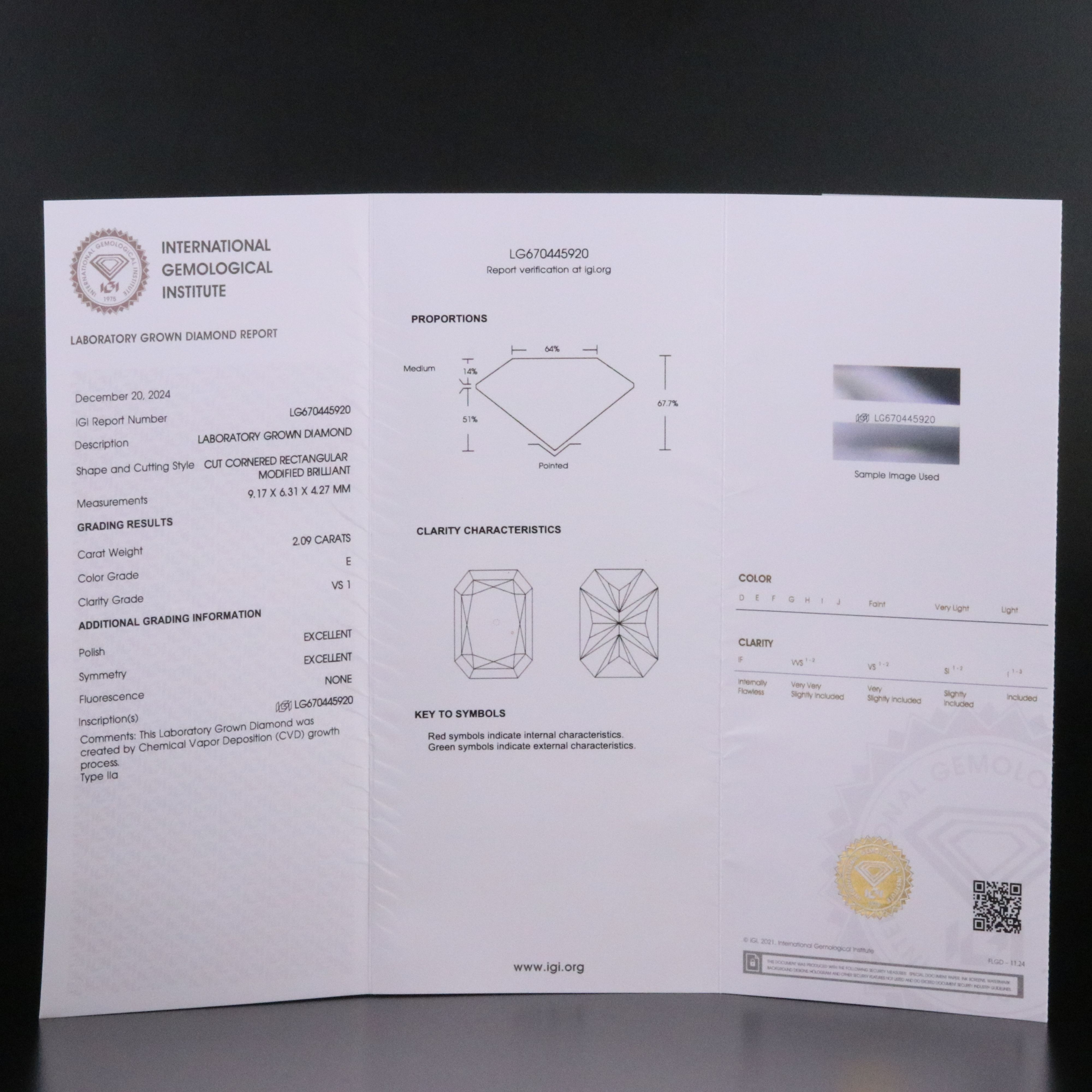 Loose 2.09 CT Lab Grown Diamond with IGI Report