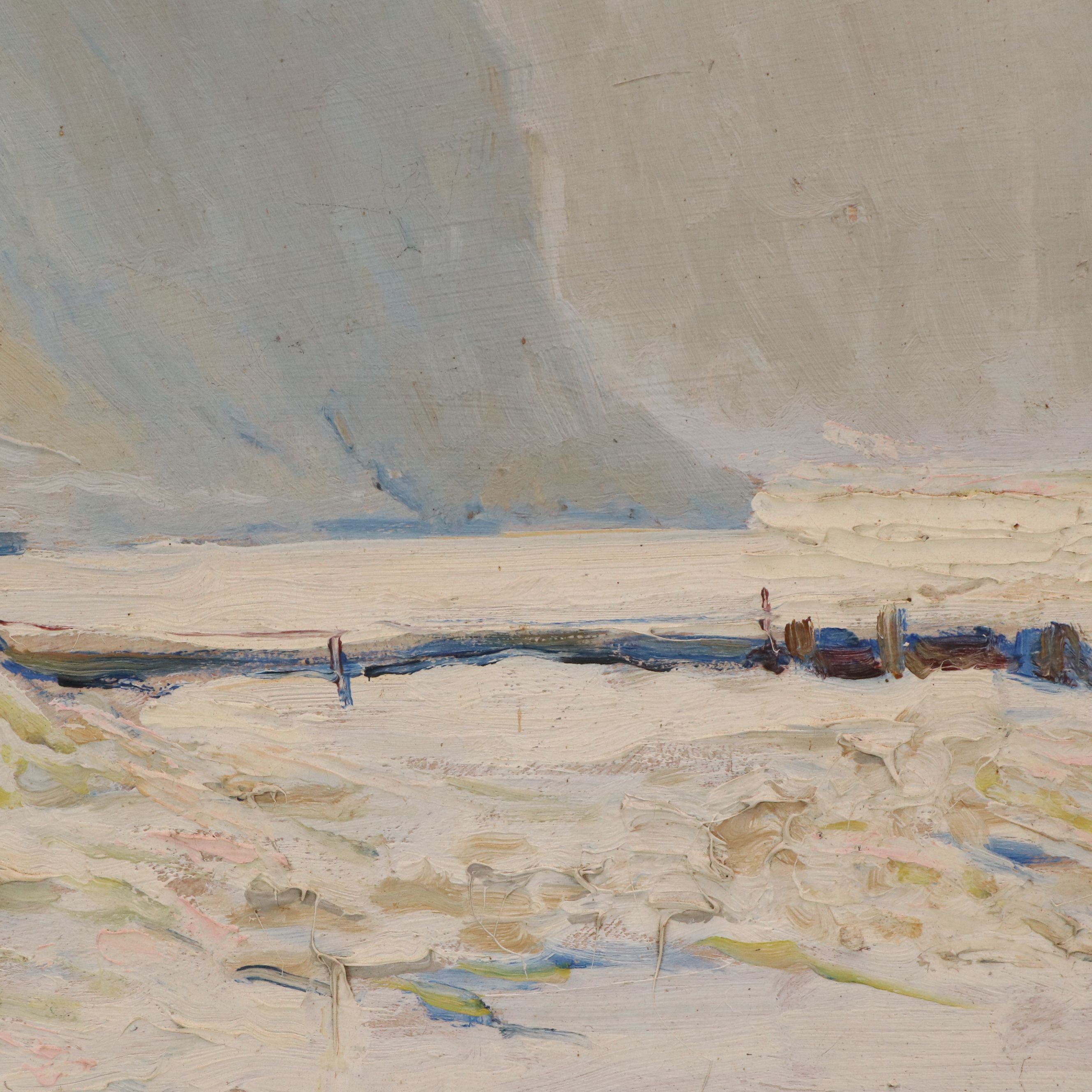 Elmer Stanley Hader Oil Painting of Winter Landscape, 1922