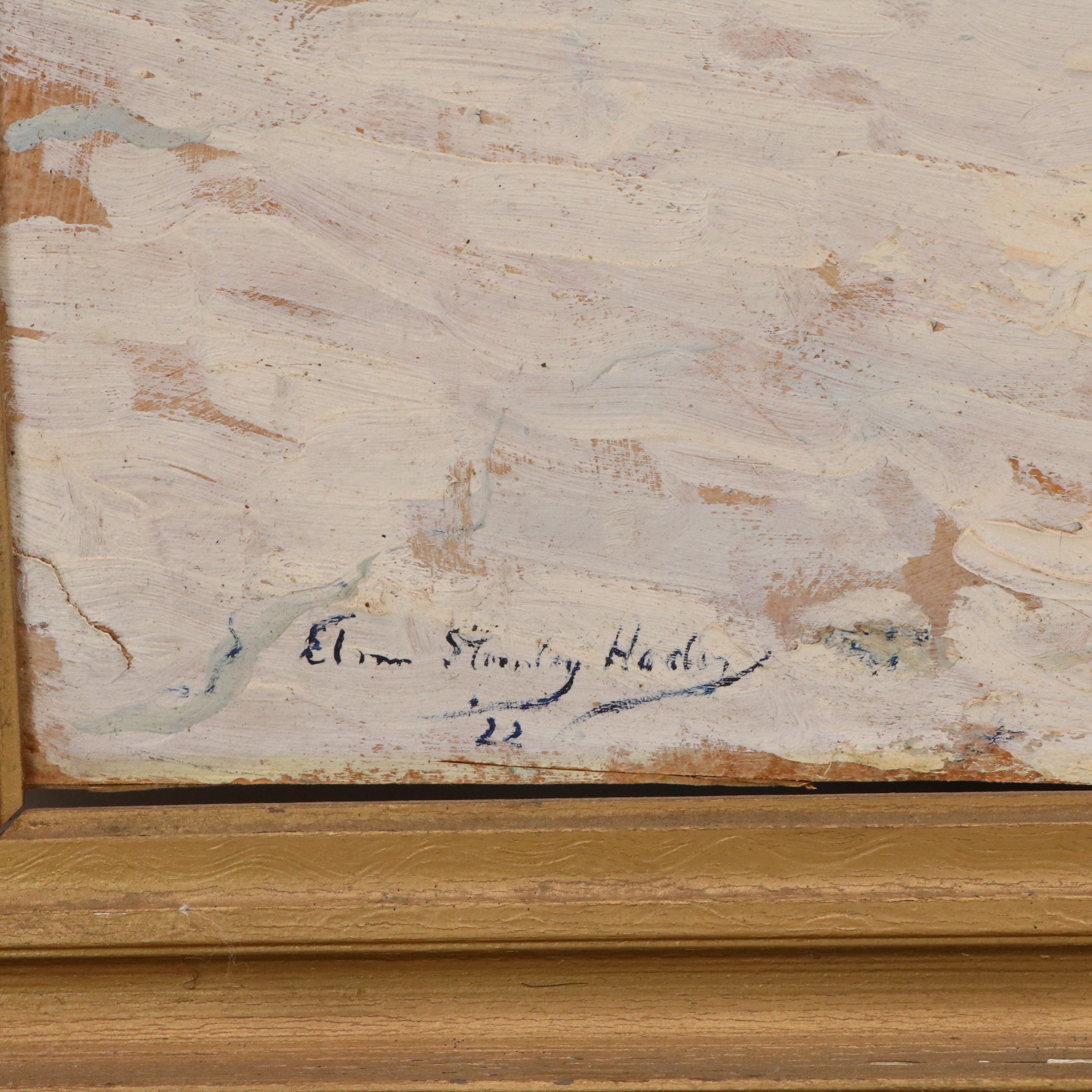 Elmer Stanley Hader Oil Painting of Winter Landscape, 1922